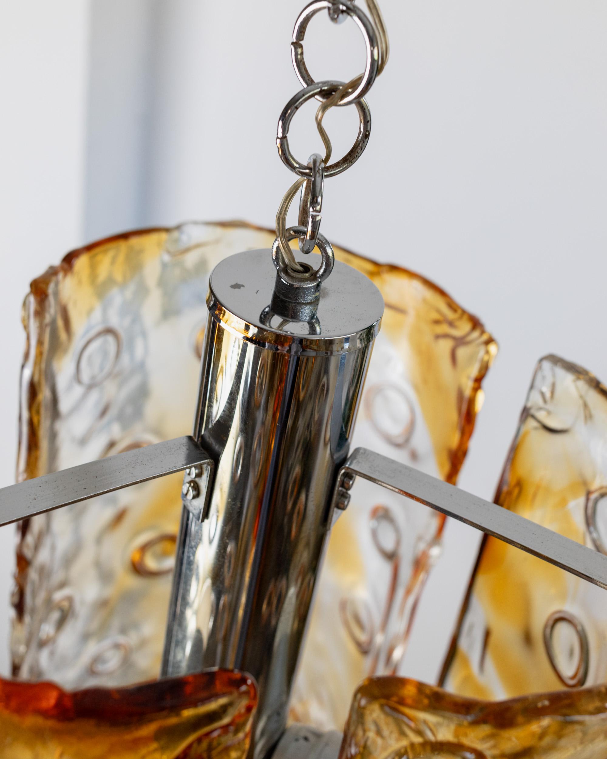 Grande lampada da soffitto vintage in vetro di Murano di Toni Zuccheri per Mazzega Italia anni '70 in vendita 1