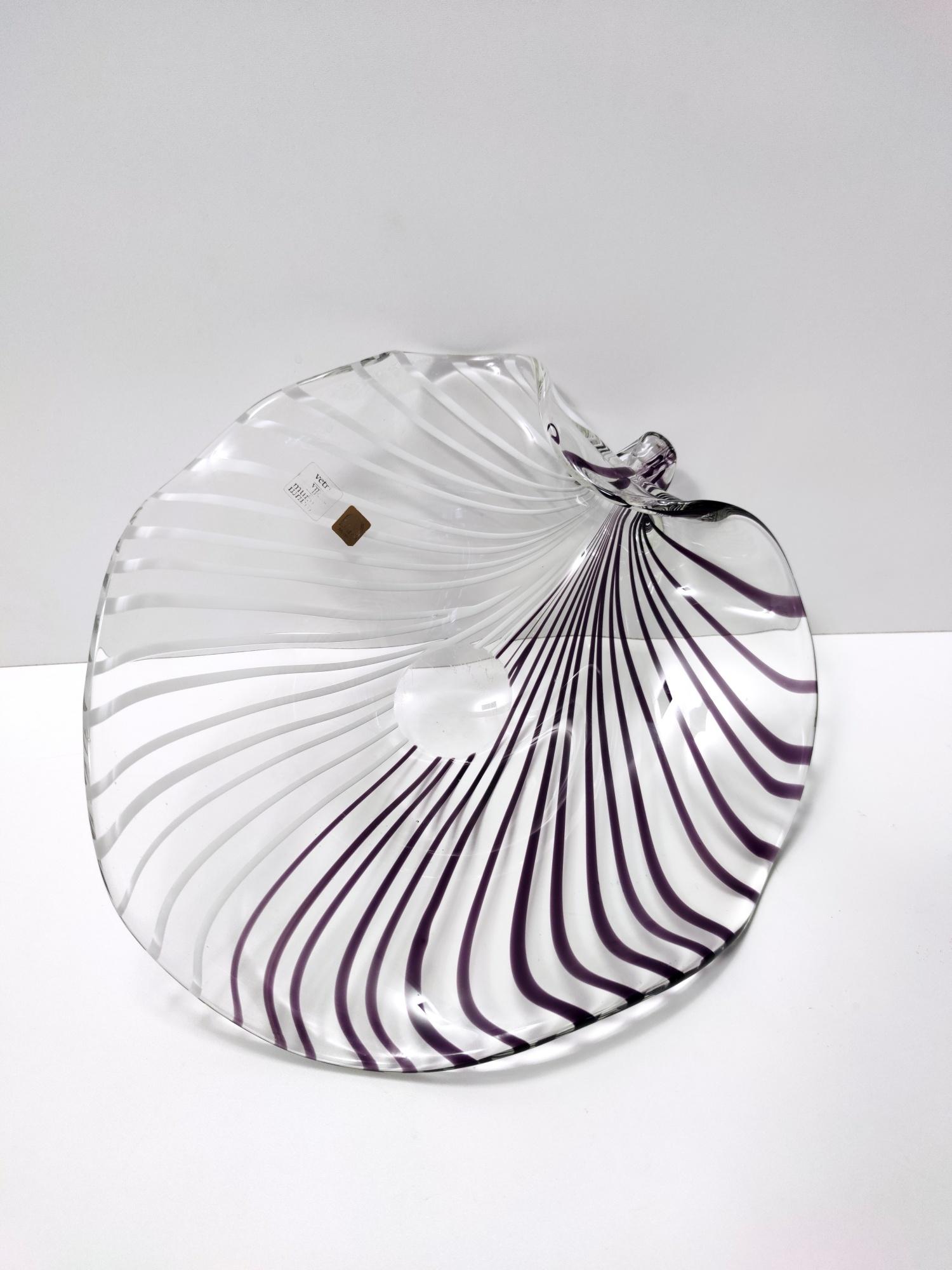 Large Vintage Murano Glass Centerpiece Bowl or Vide-Poche by Zanetti, Italy In Excellent Condition In Bresso, Lombardy