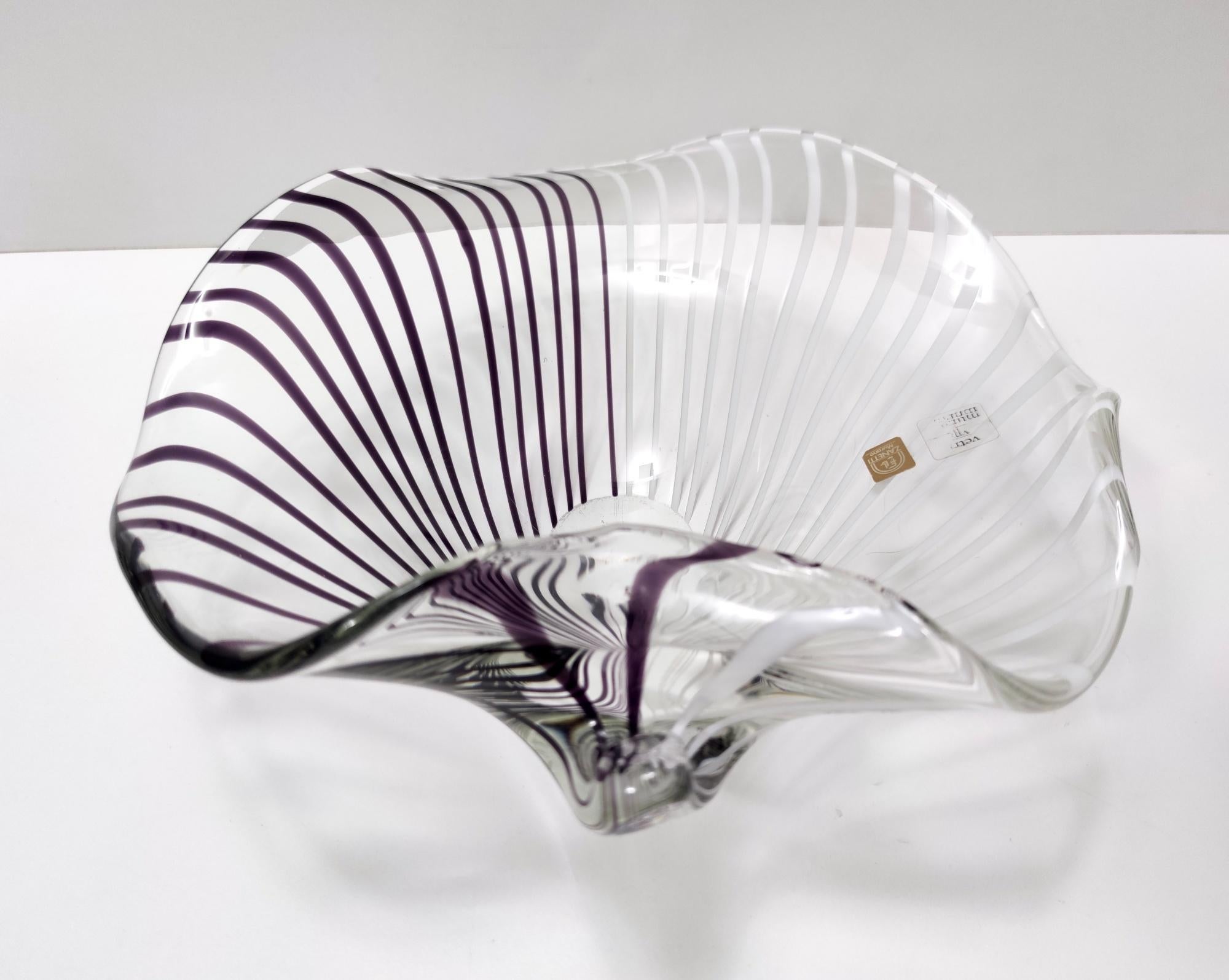 Mid-20th Century Large Vintage Murano Glass Centerpiece Bowl or Vide-Poche by Zanetti, Italy