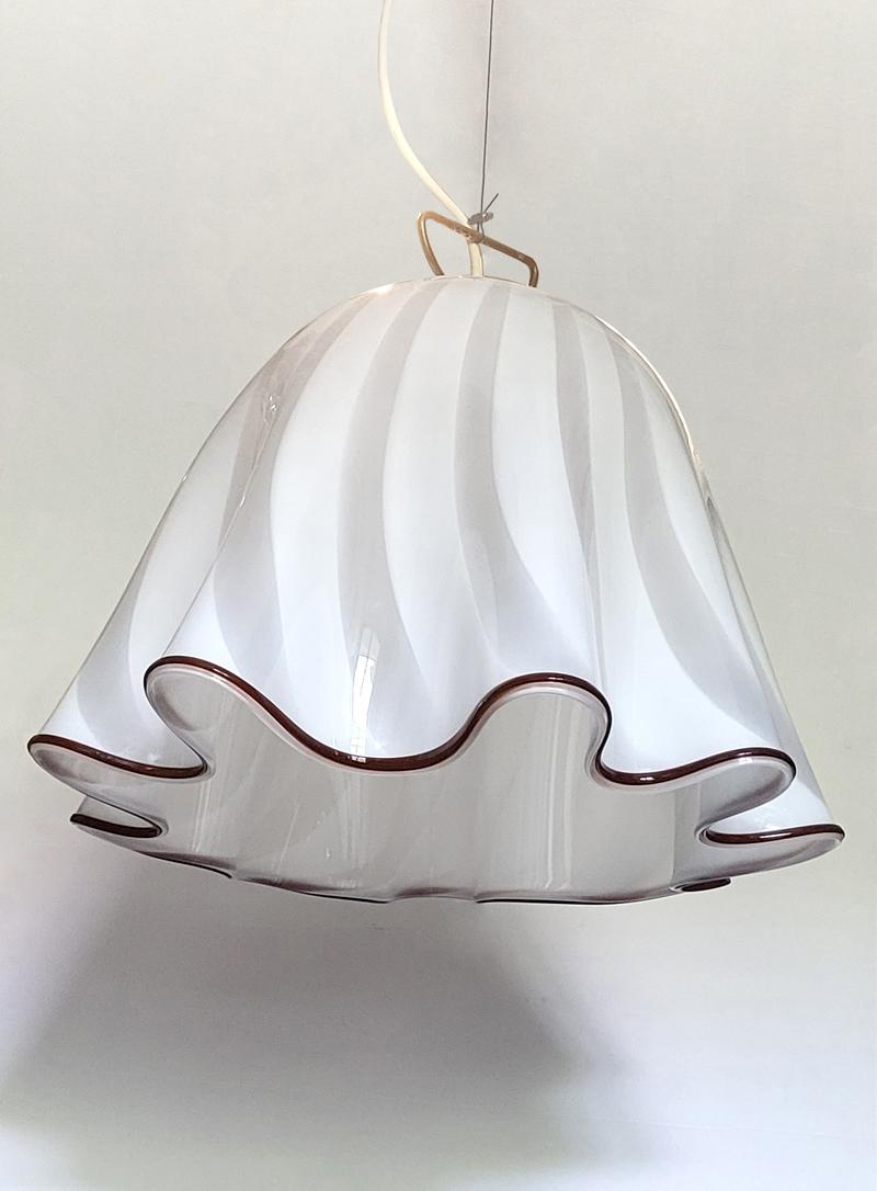 Austrian Large Vintage Murano Glass Fazzoletto Pendant Ceiling Light by Kalmar, 1960s For Sale