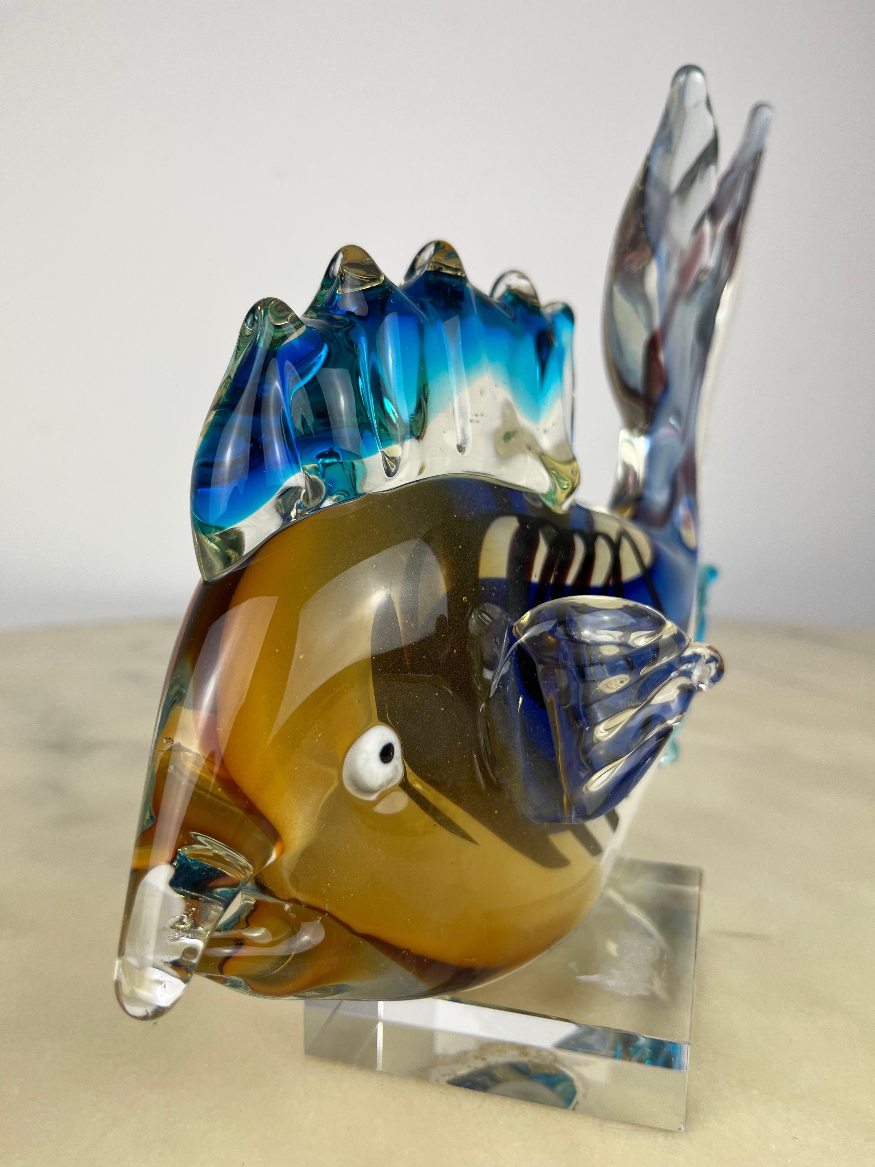 Large Vintage Murano Glass Fish, Italy, 1970s For Sale 1