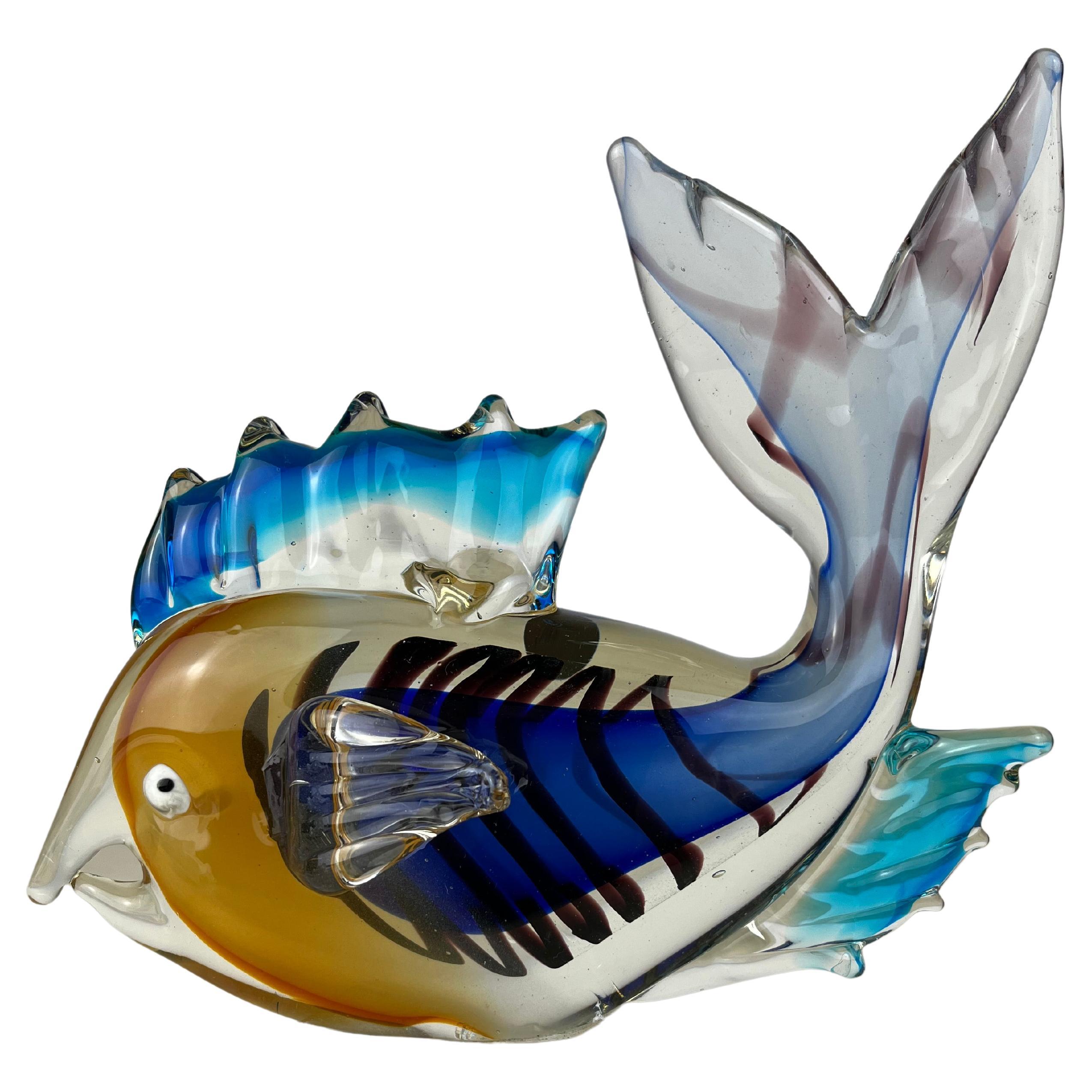 Grand poisson vintage en verre de Murano, Italie, années 1970