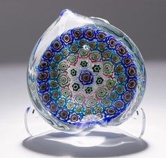 Large Vintage Murano Glass Paperweight, Millefiori Heart