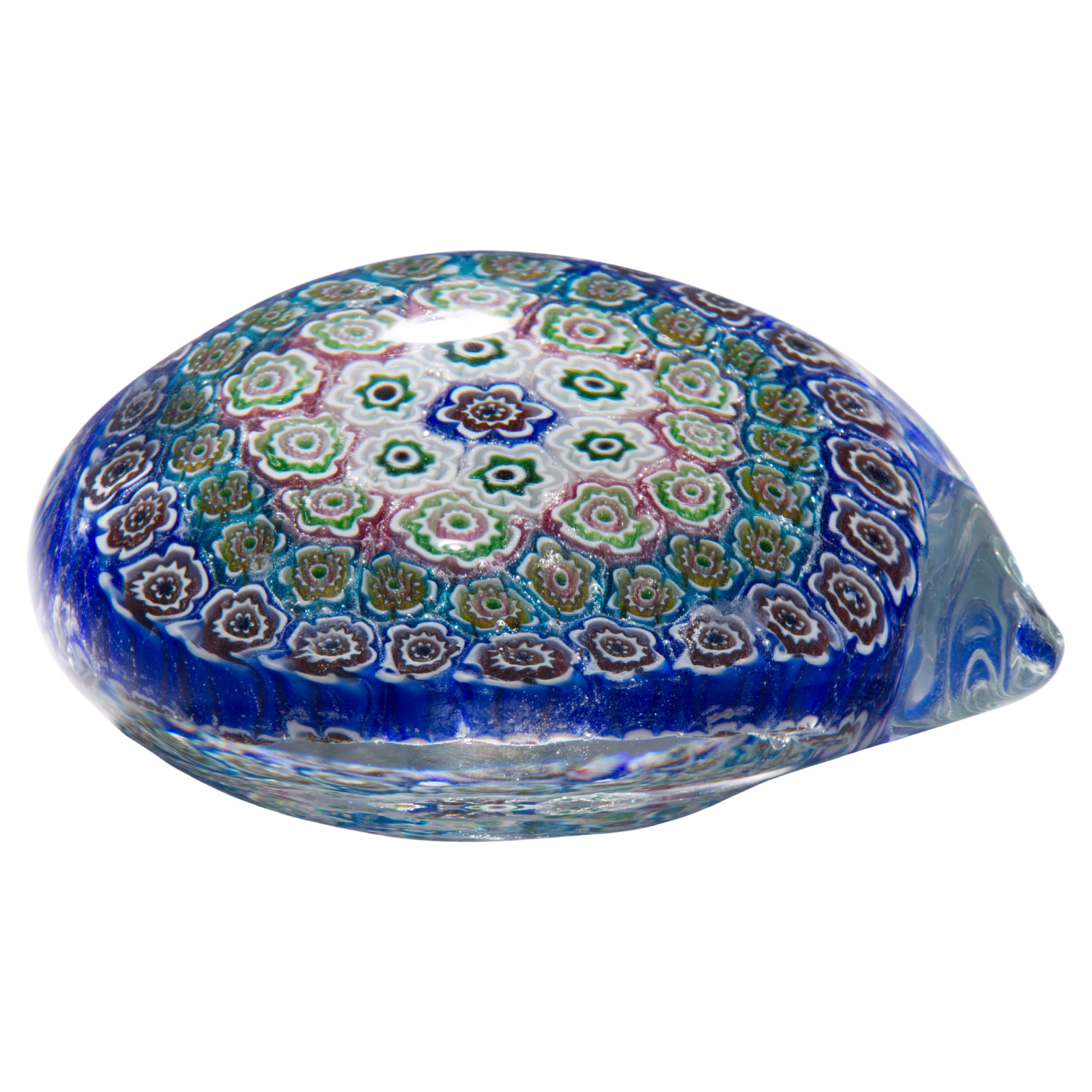 Large Vintage Murano Glass Paperweight, Millefiori Heart