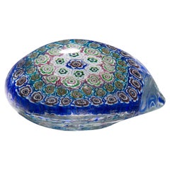 Large Vintage Murano Glass Paperweight, Millefiori Heart