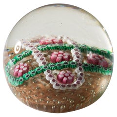 Large Vintage Murano Glass Paperweight with Millefiori Garlands