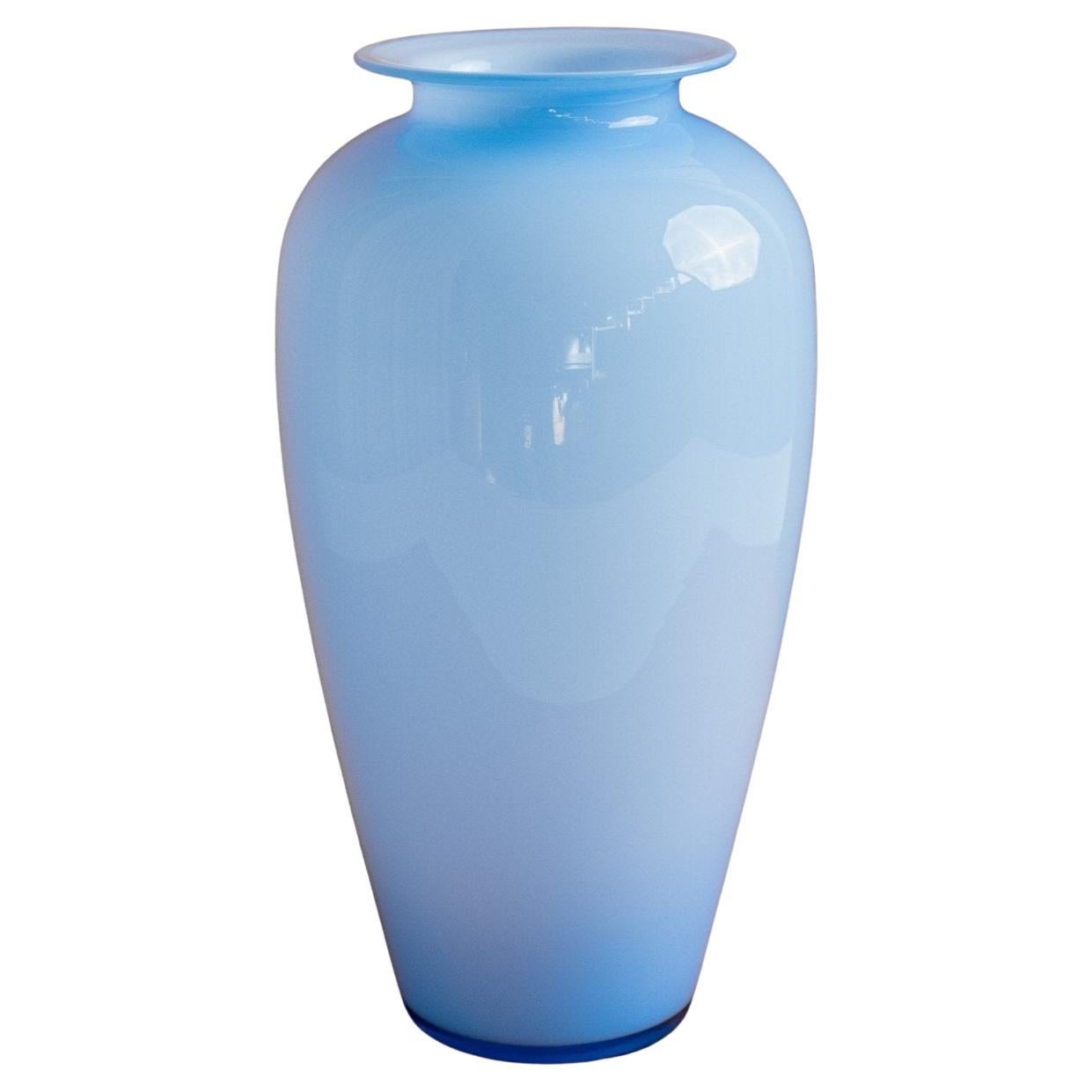 Large Vintage Murano Glass Vase Blue, Italy, 1970s