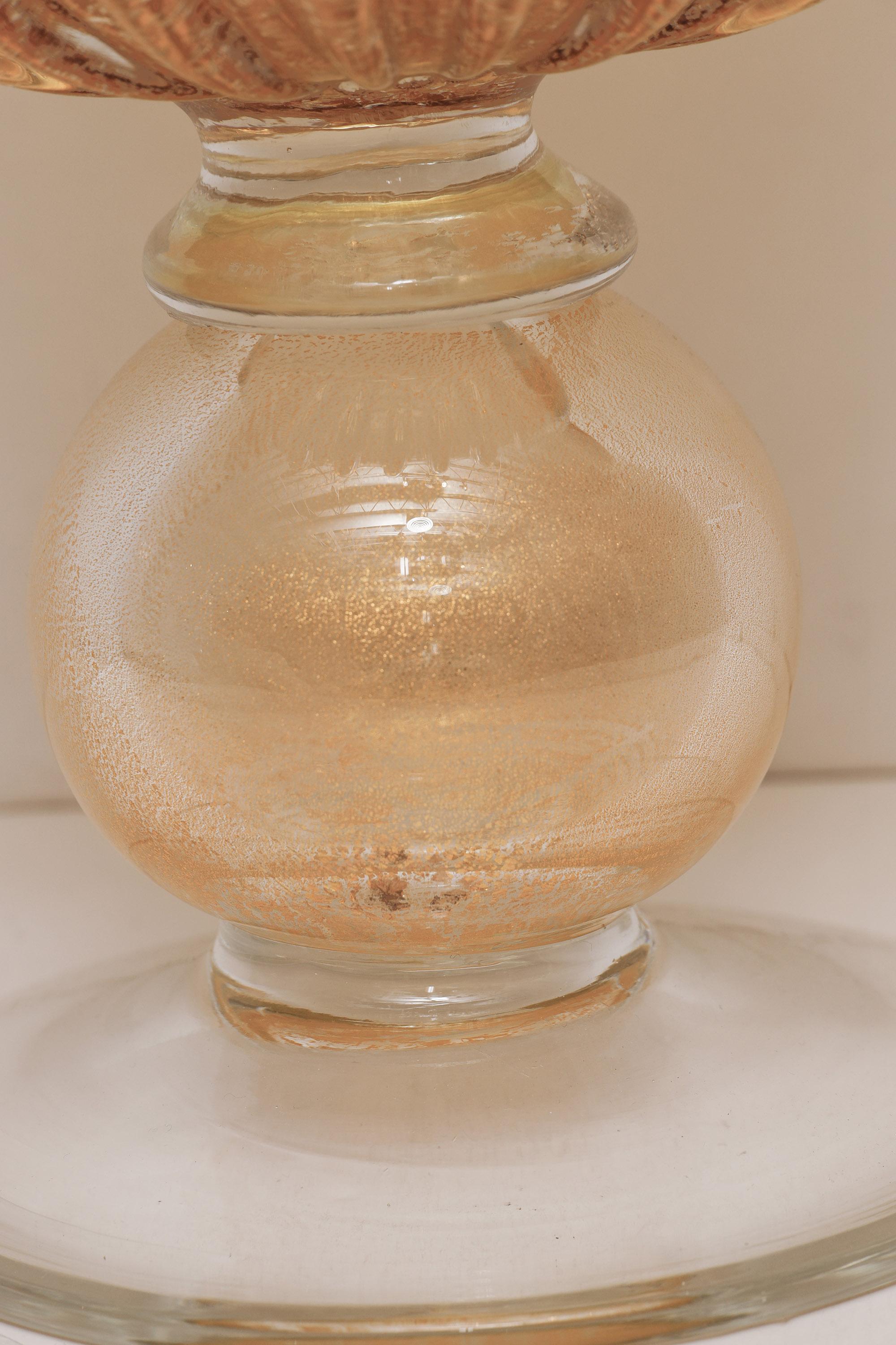 Blown Glass Large Vintage Murano Glass Vase in the Style of Seguso For Sale