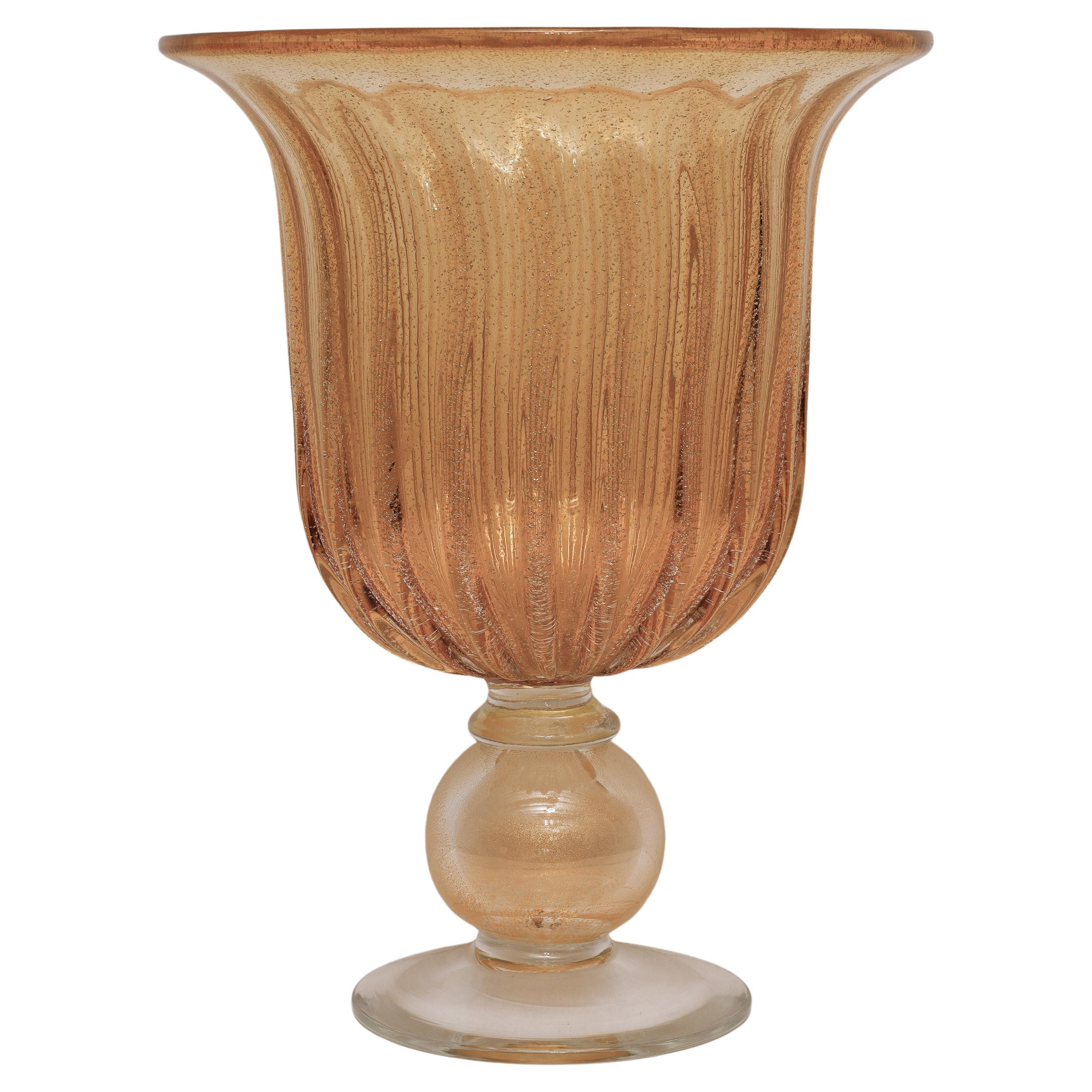 Grand vase en verre de Murano vintage dans le style de Seguso