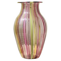 Large Vintage Murano Italian 1970s Multi Swirl Vase Gio Ponti Fratelli Toso