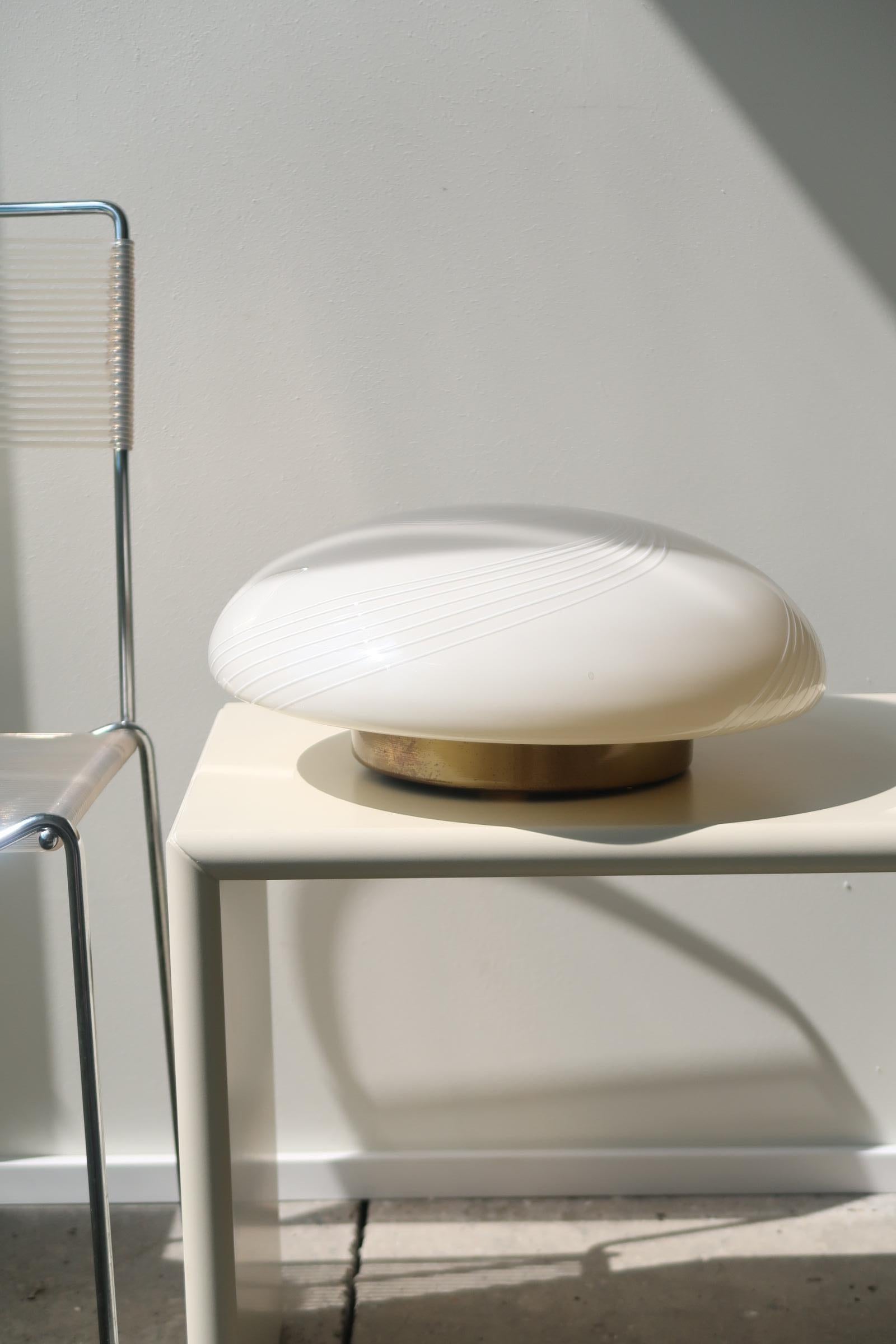 Large Vintage Murano Italian 70s Swirl Flush Mount Wall Ceiling Lamp