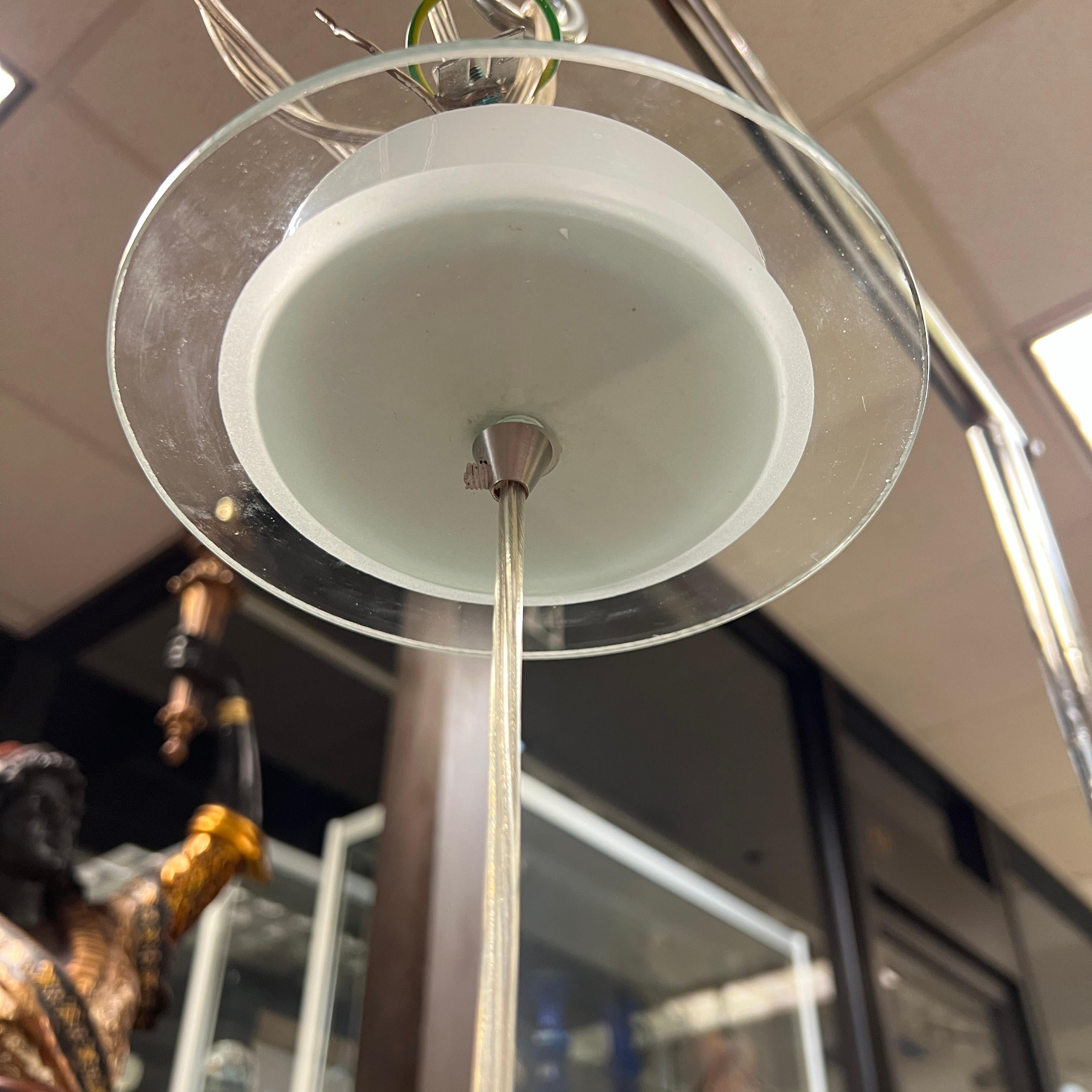Large Vintage Murano Italian White Millefiori Glass Pendant Lamp Chandelier For Sale 6