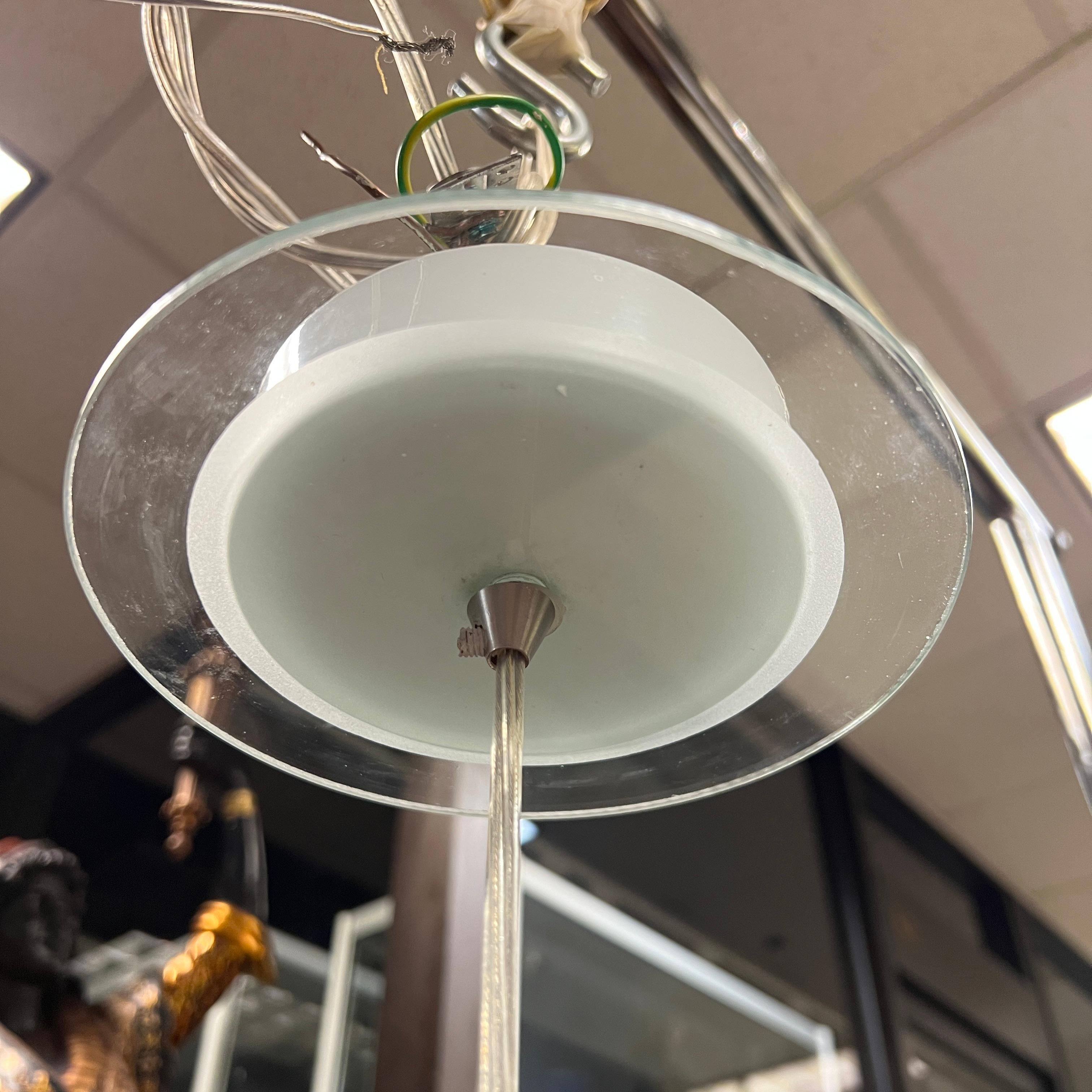 Large Vintage Murano Italian White Millefiori Glass Pendant Lamp Chandelier For Sale 7