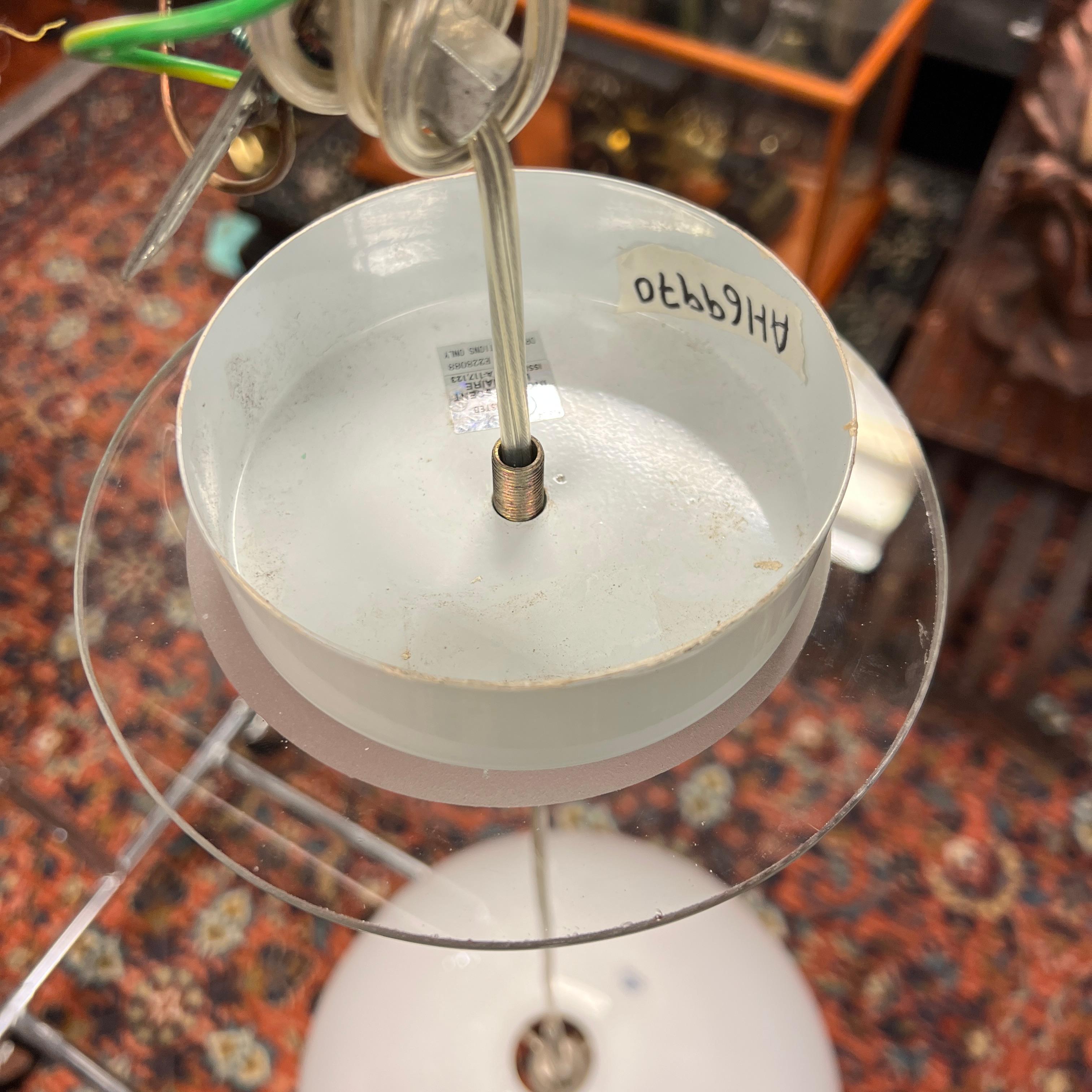 Large Vintage Murano Italian White Millefiori Glass Pendant Lamp Chandelier For Sale 9