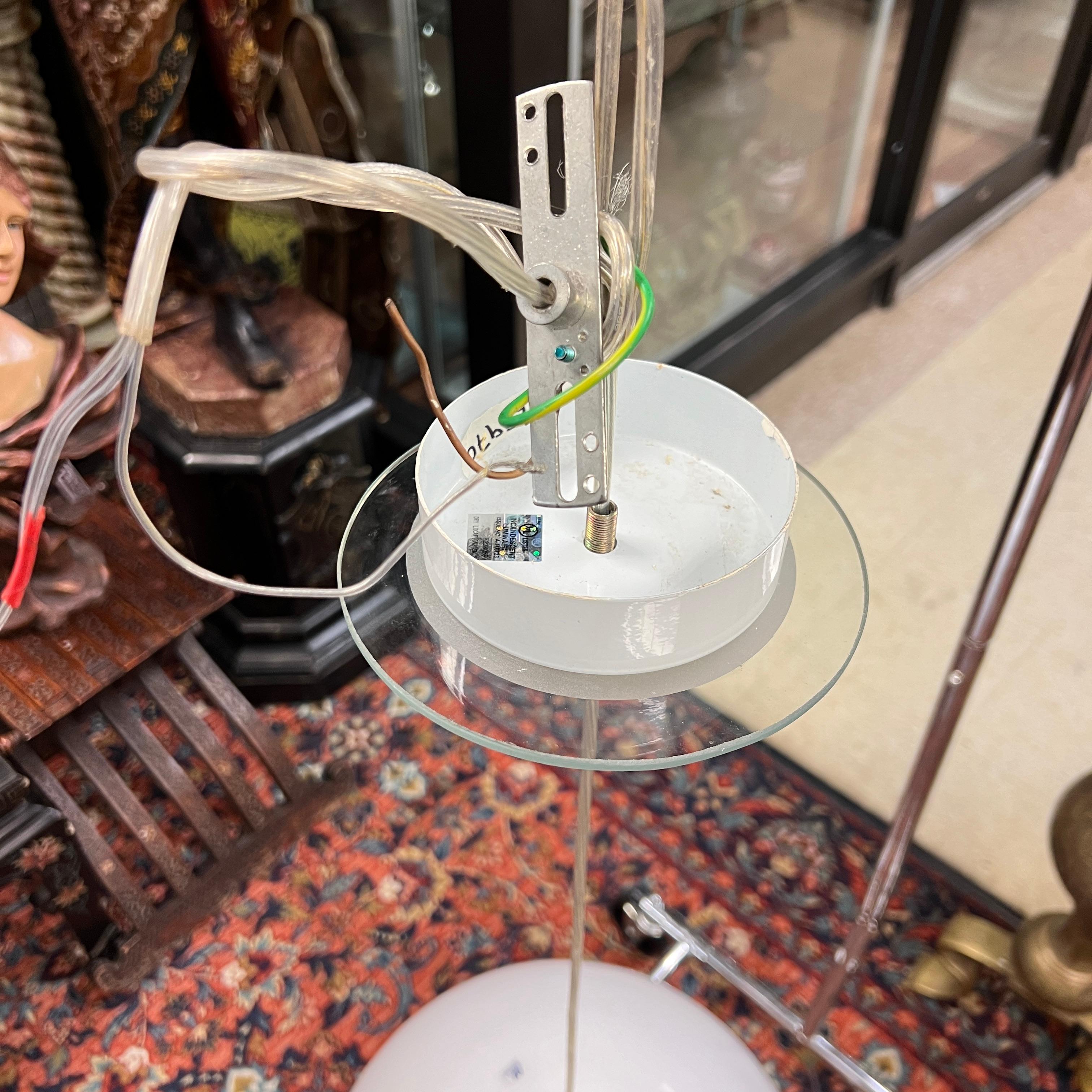 Large Vintage Murano Italian White Millefiori Glass Pendant Lamp Chandelier For Sale 11