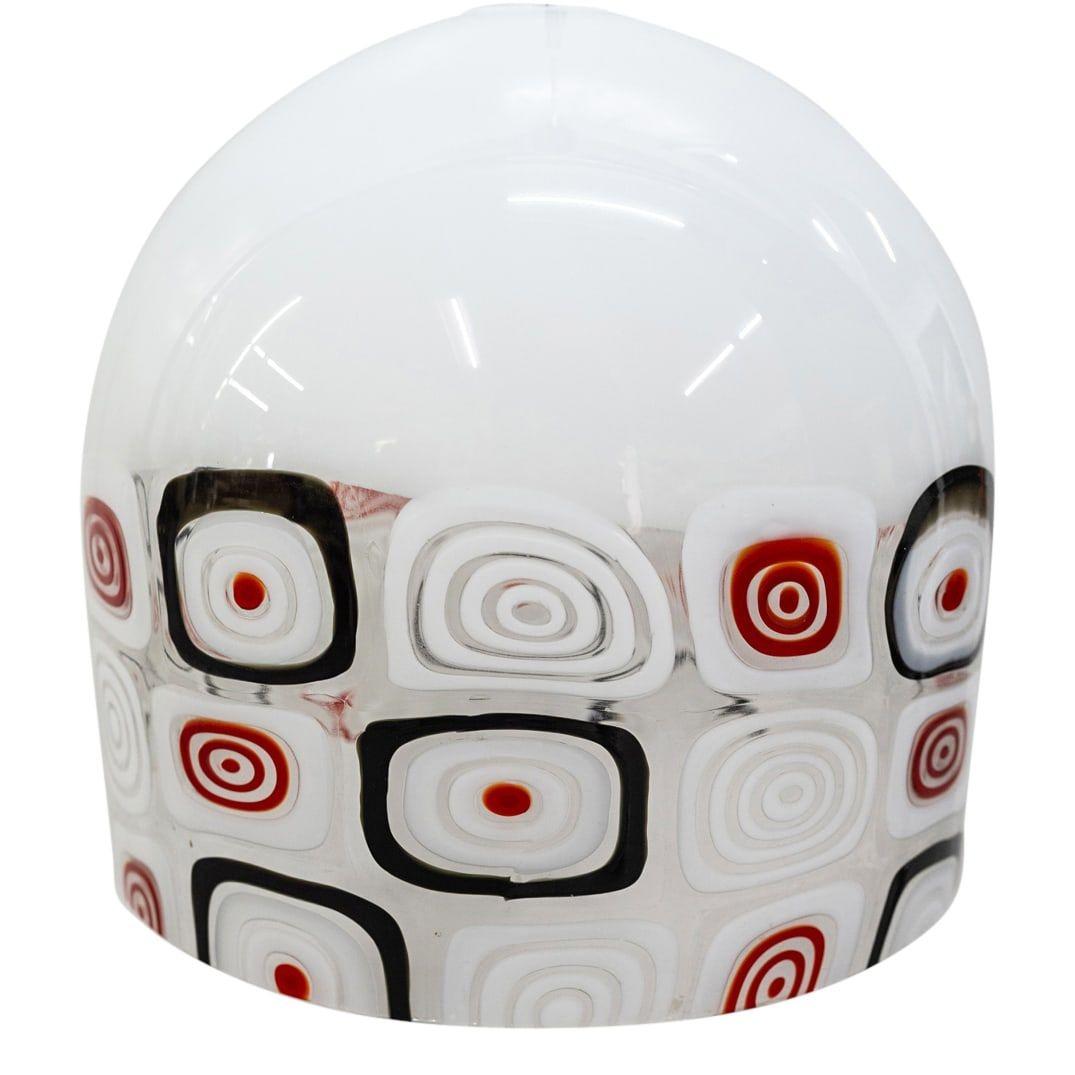 Art Glass Large Vintage Murano Italian White Millefiori Glass Pendant Lamp Chandelier For Sale