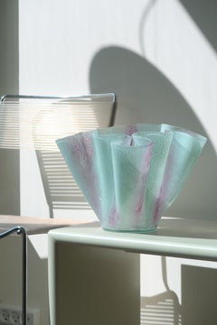 Large Vintage Murano Mint Purple Fazzoletto Vase, Italian, 1980s