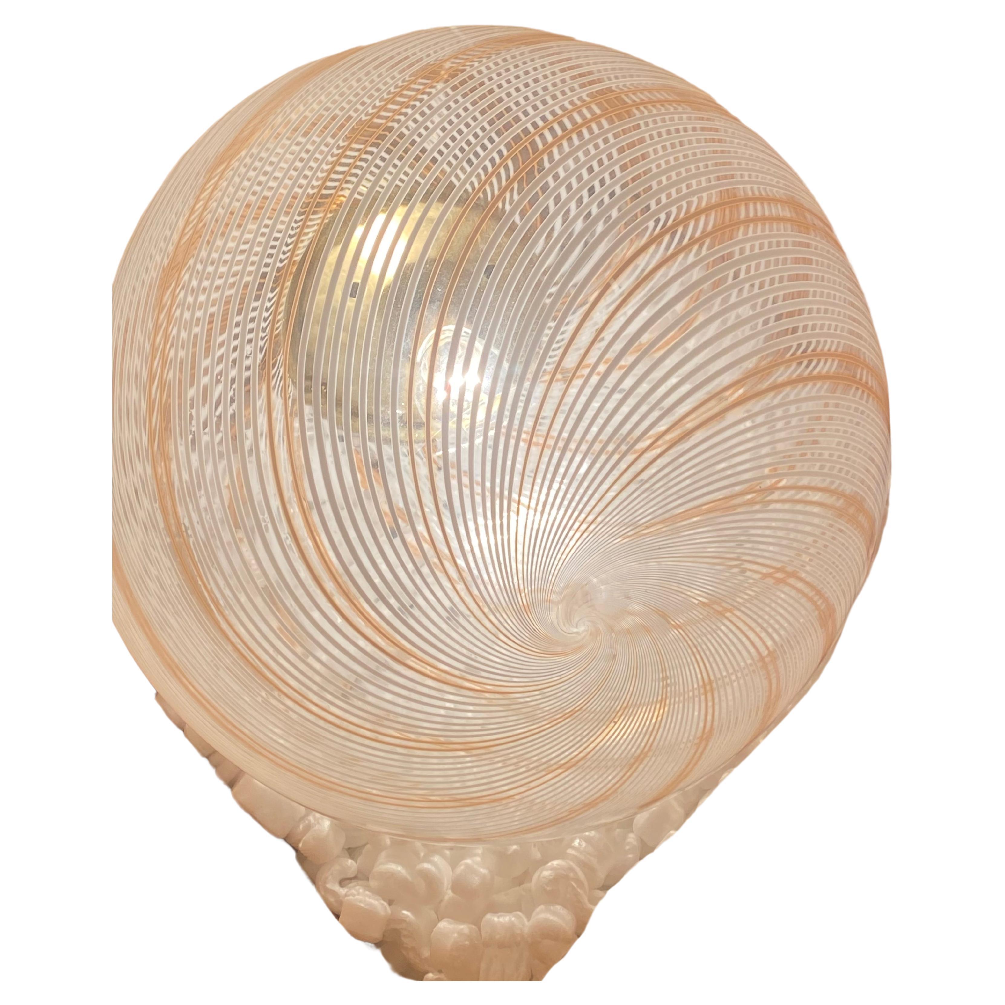 Large Vintage Murano Pendant Ceiling Lamp Swirl Glass Original 70s Italian For Sale