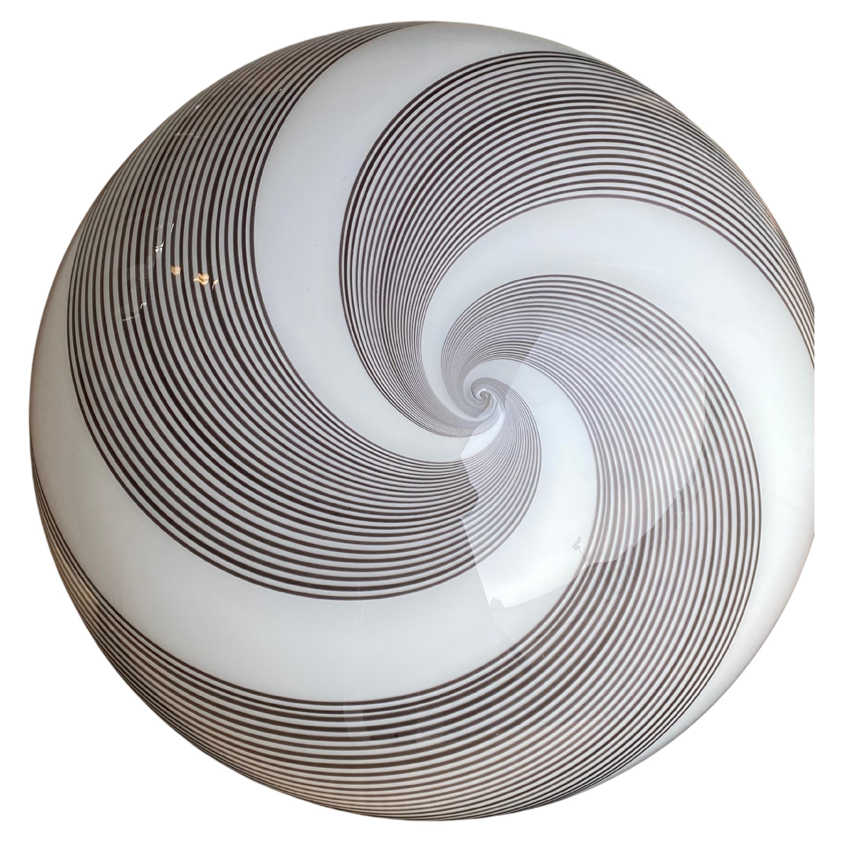 Large Vintage Murano Pendant Ceiling Lamp Swirl Glass Original 70s Italian For Sale