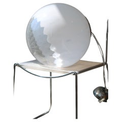 Large Vintage Murano Sphere White Bubble Glass Swirl Pendant Globe Ceiling Lamp 