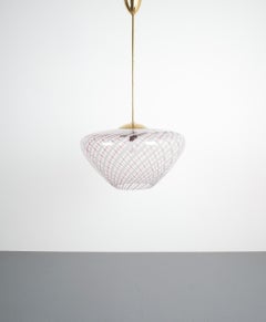 Large Vintage Murano Swirl Glass Pendant Lamp