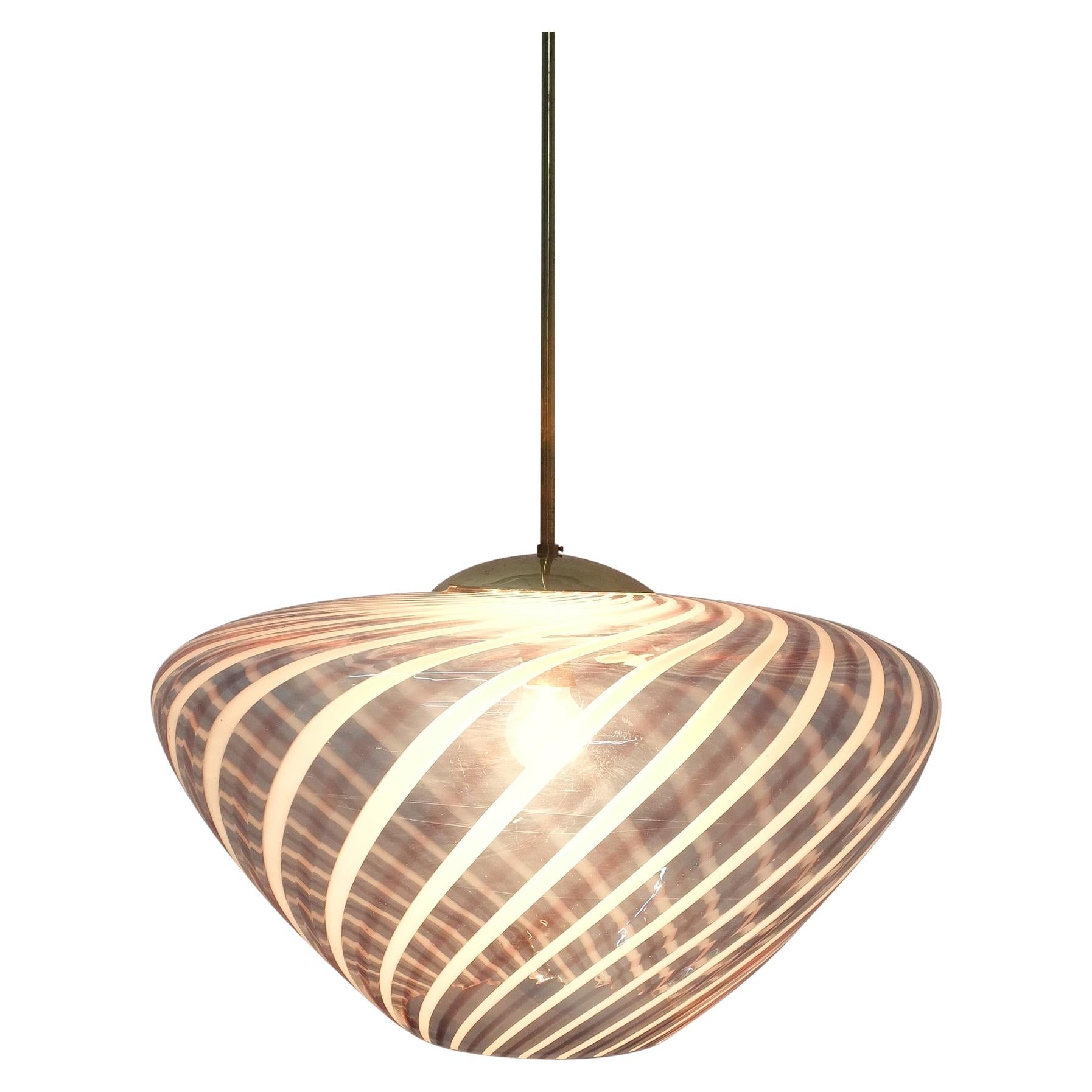 Large Vintage Murano Swirl Glass Pendant Lamp 2