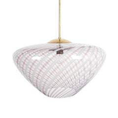 Large Vintage Murano Swirl Glass Pendant Lamp