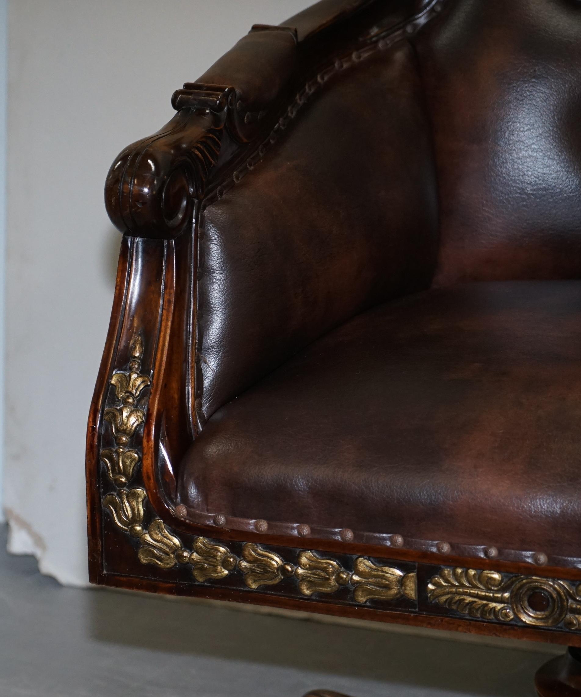 Large Vintage Napoleon Style Brown Leather Chesterfield Captains Office Chair 7