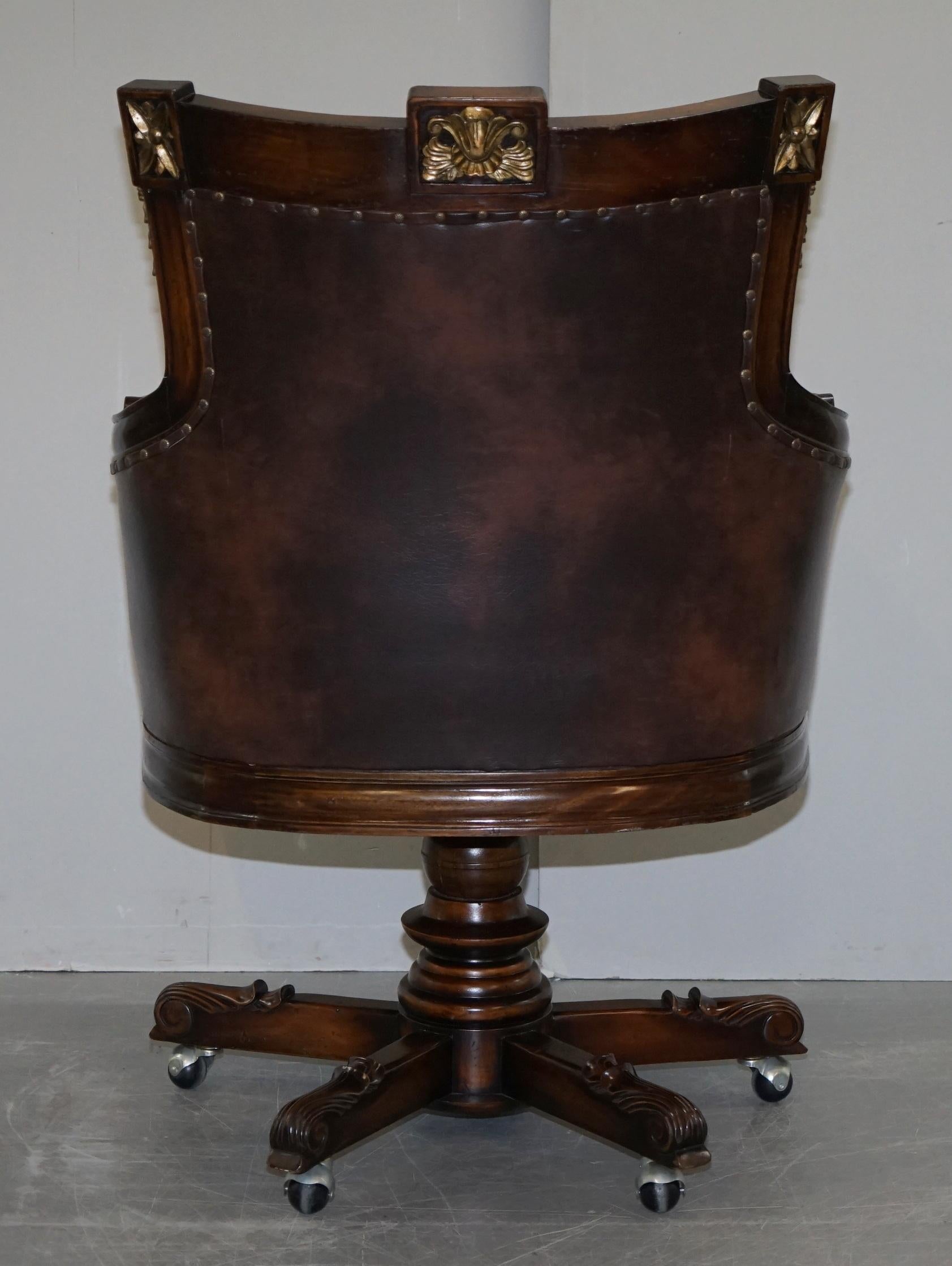 Large Vintage Napoleon Style Brown Leather Chesterfield Captains Office Chair 12