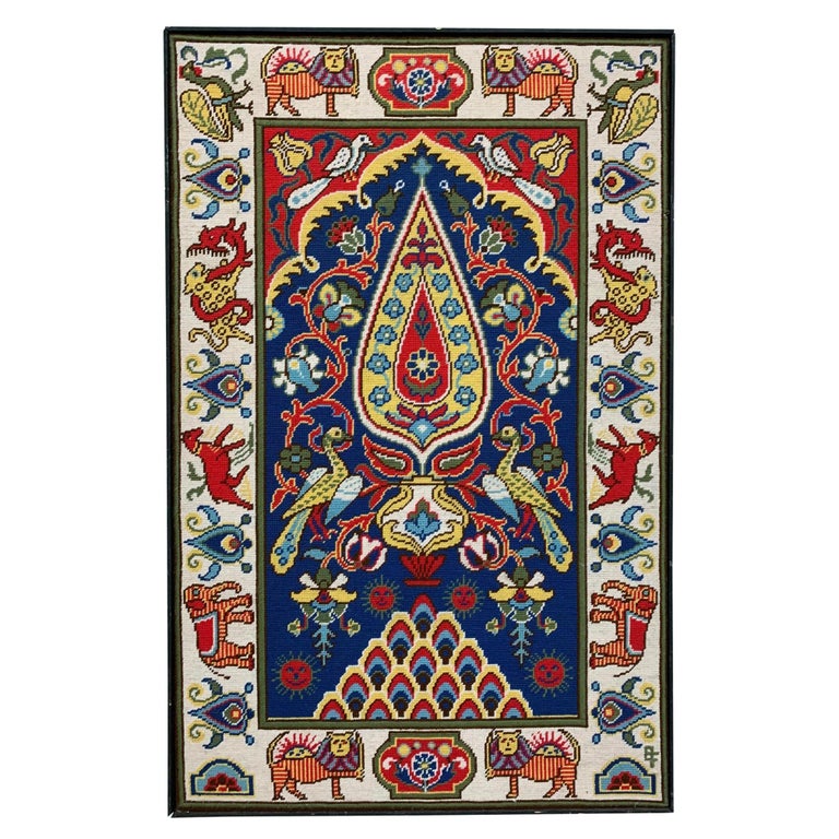 Large Vintage Needlepoint Wall Hanging For Sale at 1stDibs
