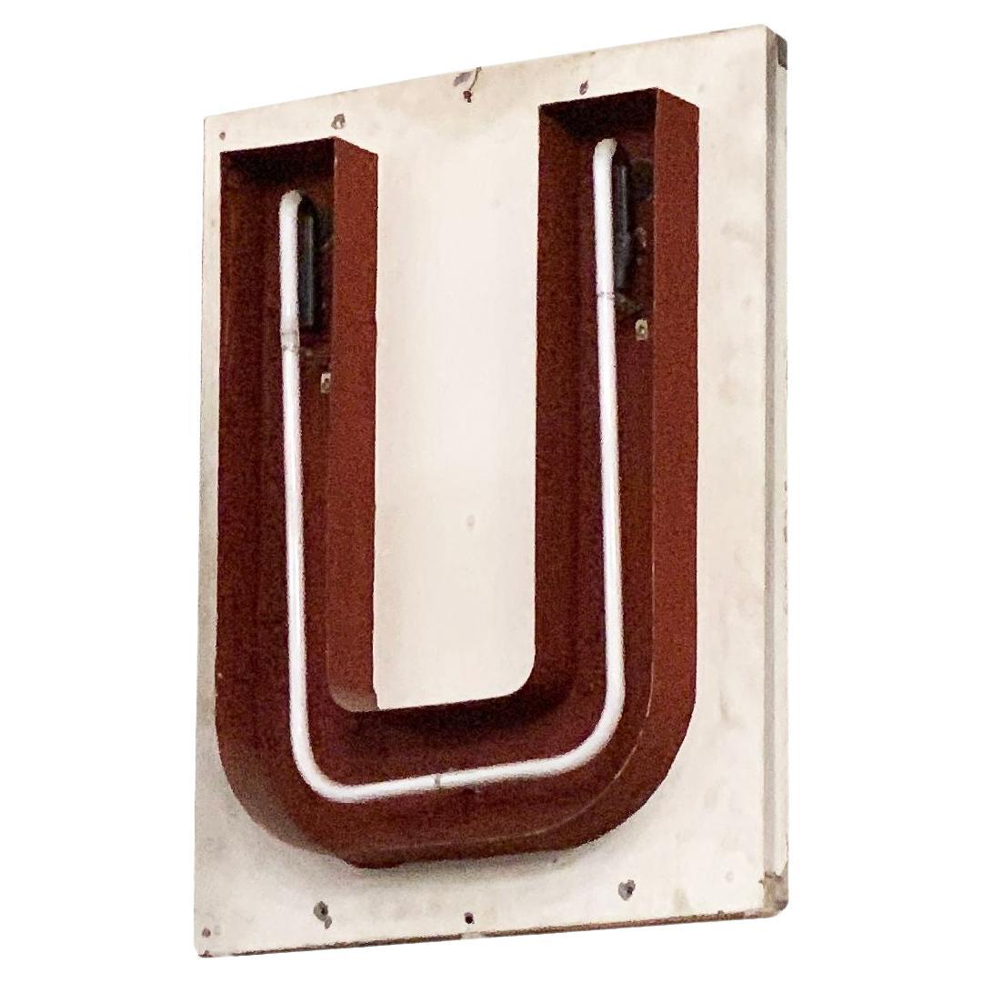 Large Vintage Neon Marquee Letter "U" From Pan American Auditorium For Sale