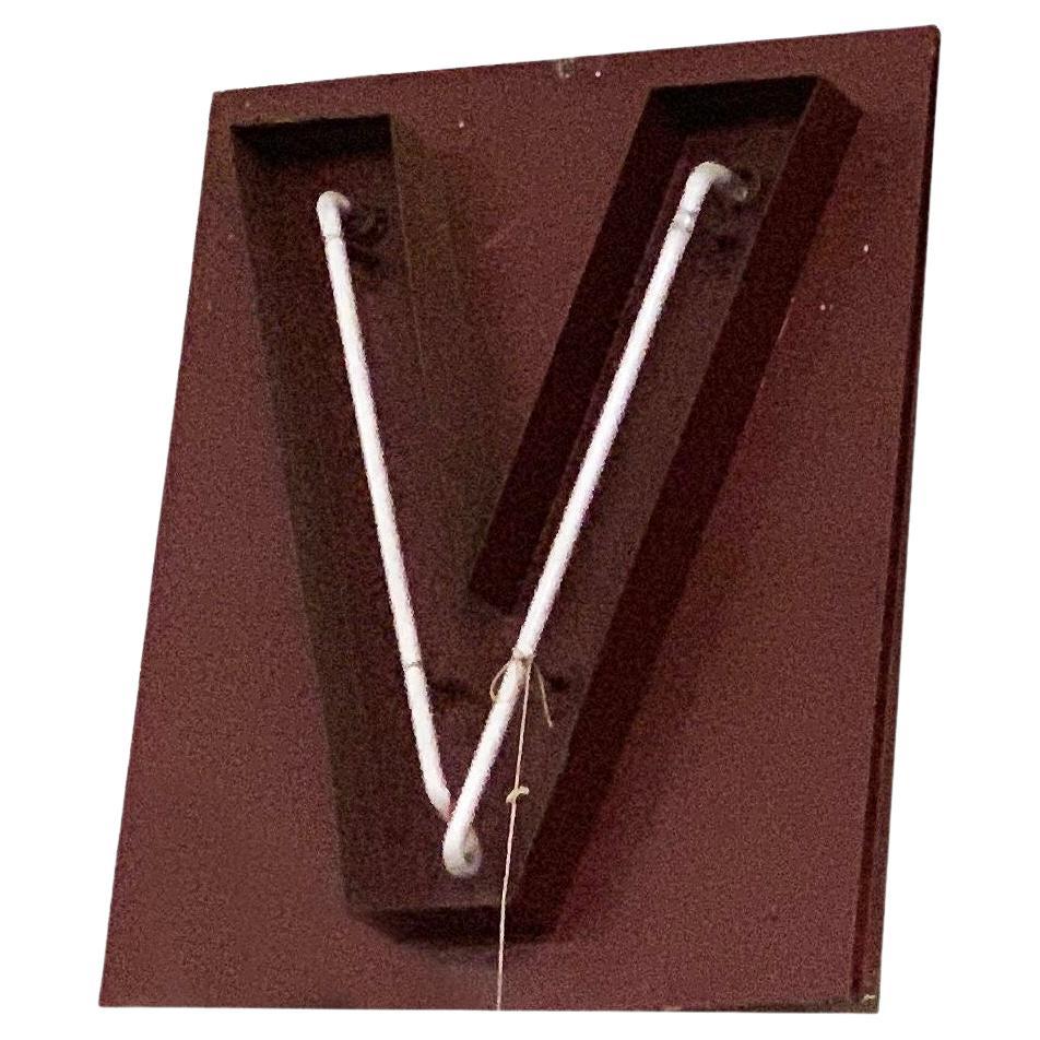 Large Vintage Neon Marquee Letter "V" From Pan American Auditorium For Sale