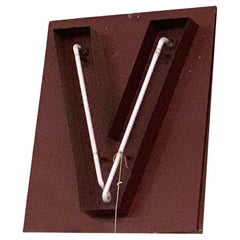 Large Used Neon Marquee Letter "V" From Pan American Auditorium