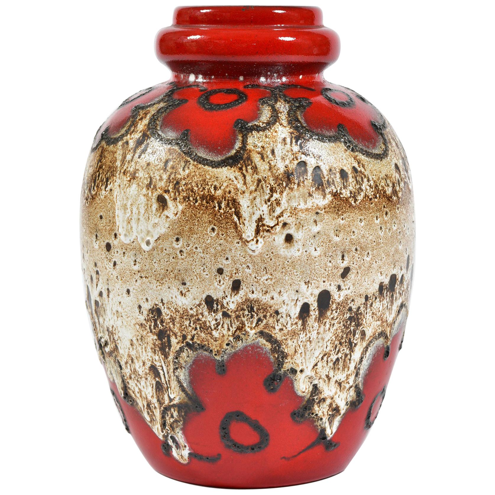 Large Vintage red No. 286-42 Ceramic Vase from Scheurich, Germany 1970s