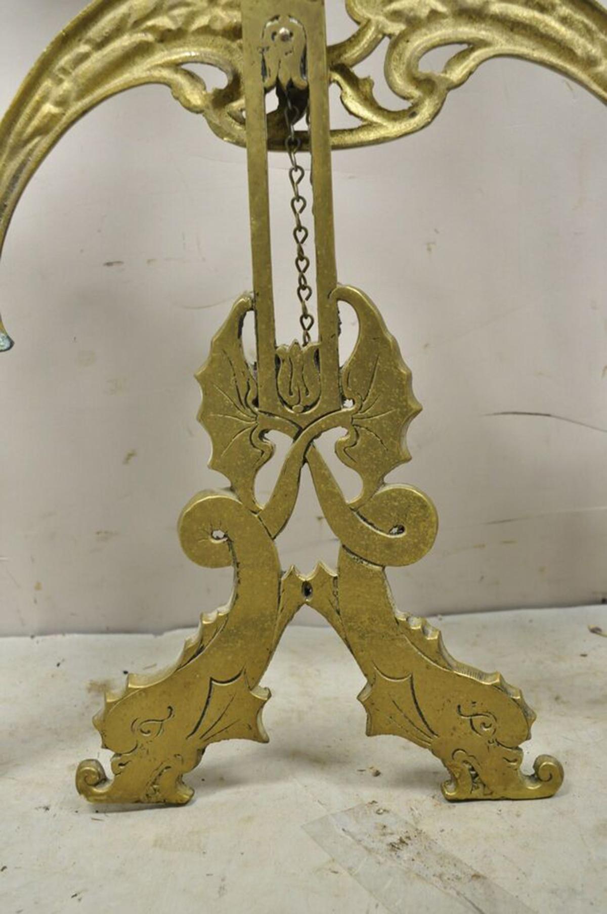 Large Vintage Nouveau Aesthetic Style Figural Brass Tall Art Easel Display Stand 6