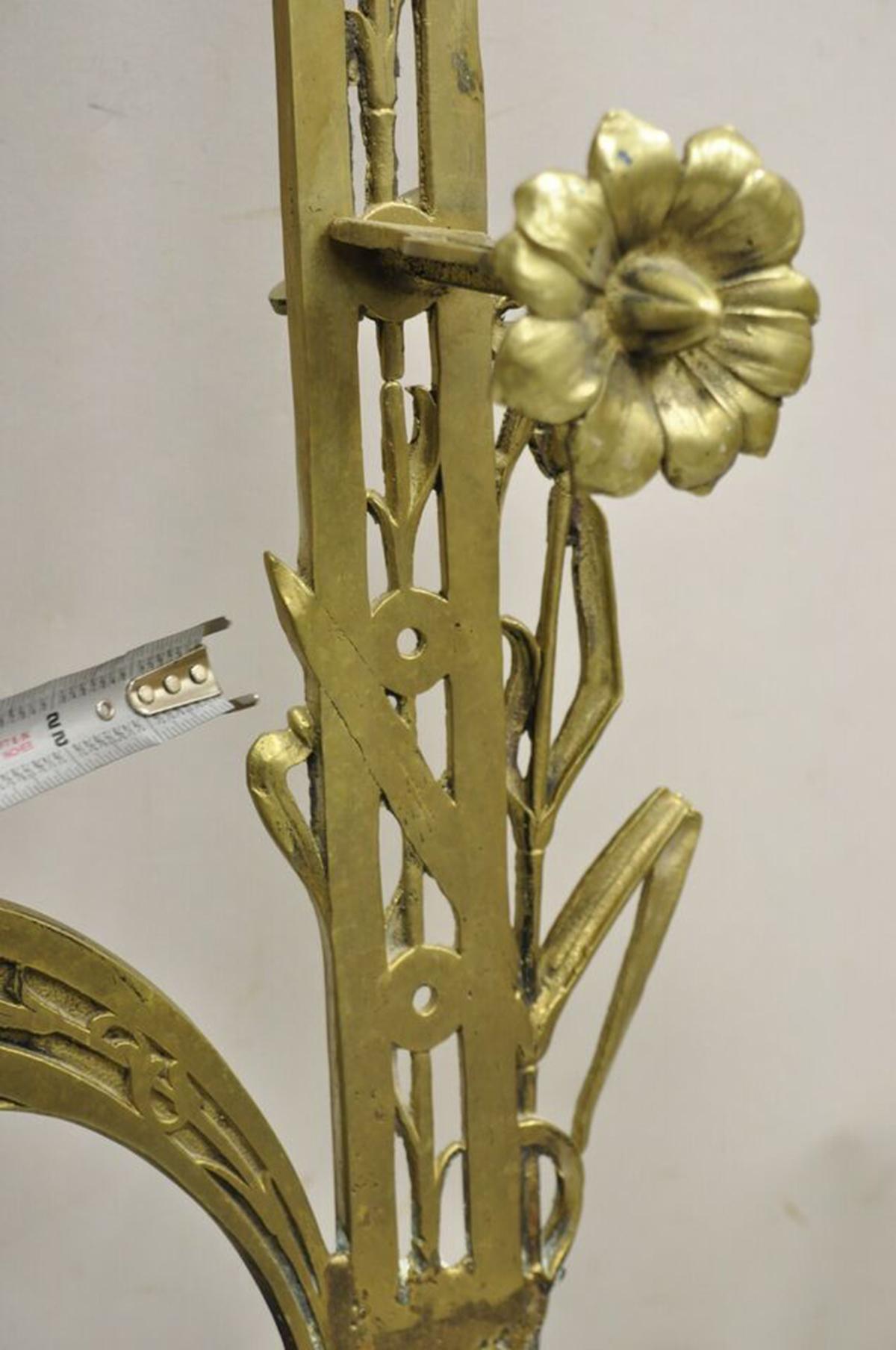 Large Vintage Nouveau Aesthetic Style Figural Brass Tall Art Easel Display Stand 2