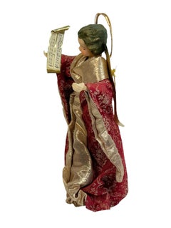 Large Vintage Nuremberg Gold Foil Golden Angel Christmas Tree Topper 1960s