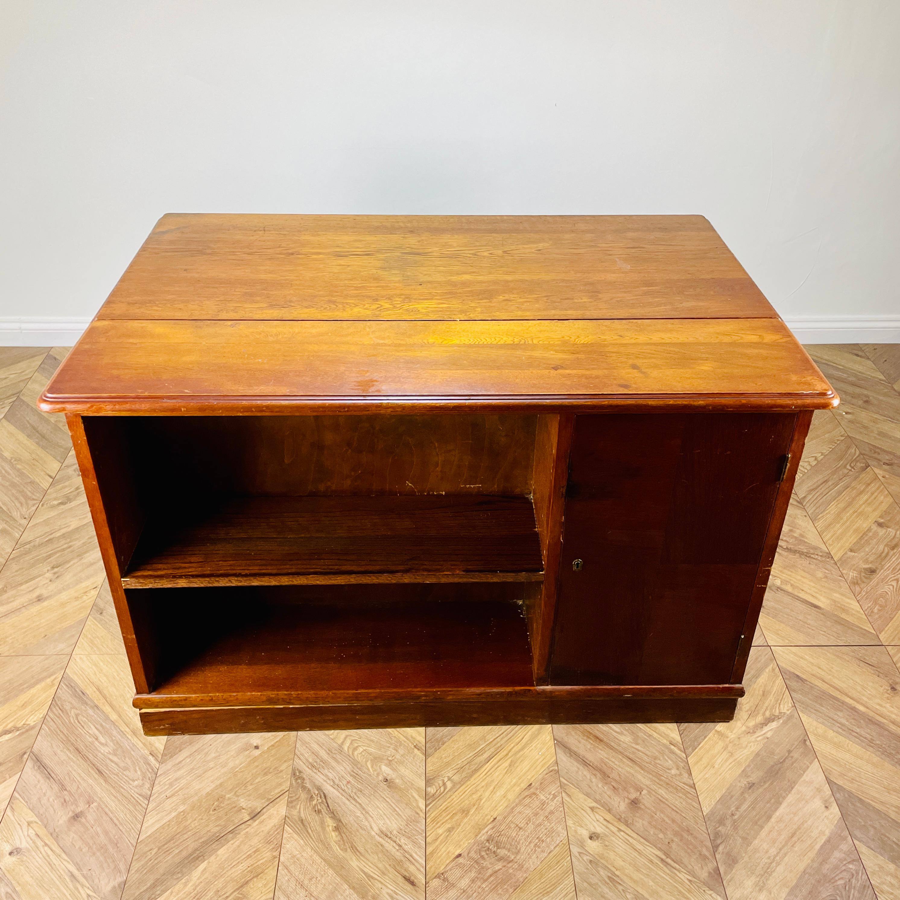 Large Vintage Oak Desk, Double Sided with Display End For Sale 7
