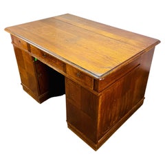 Large Vintage Oak Desk, Double Sided with Display End