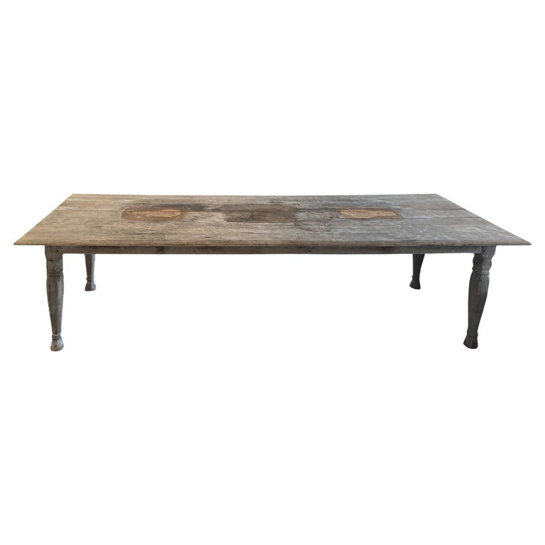 Large Vintage Oak Farmhouse Dining Table For Sale at 1stDibs