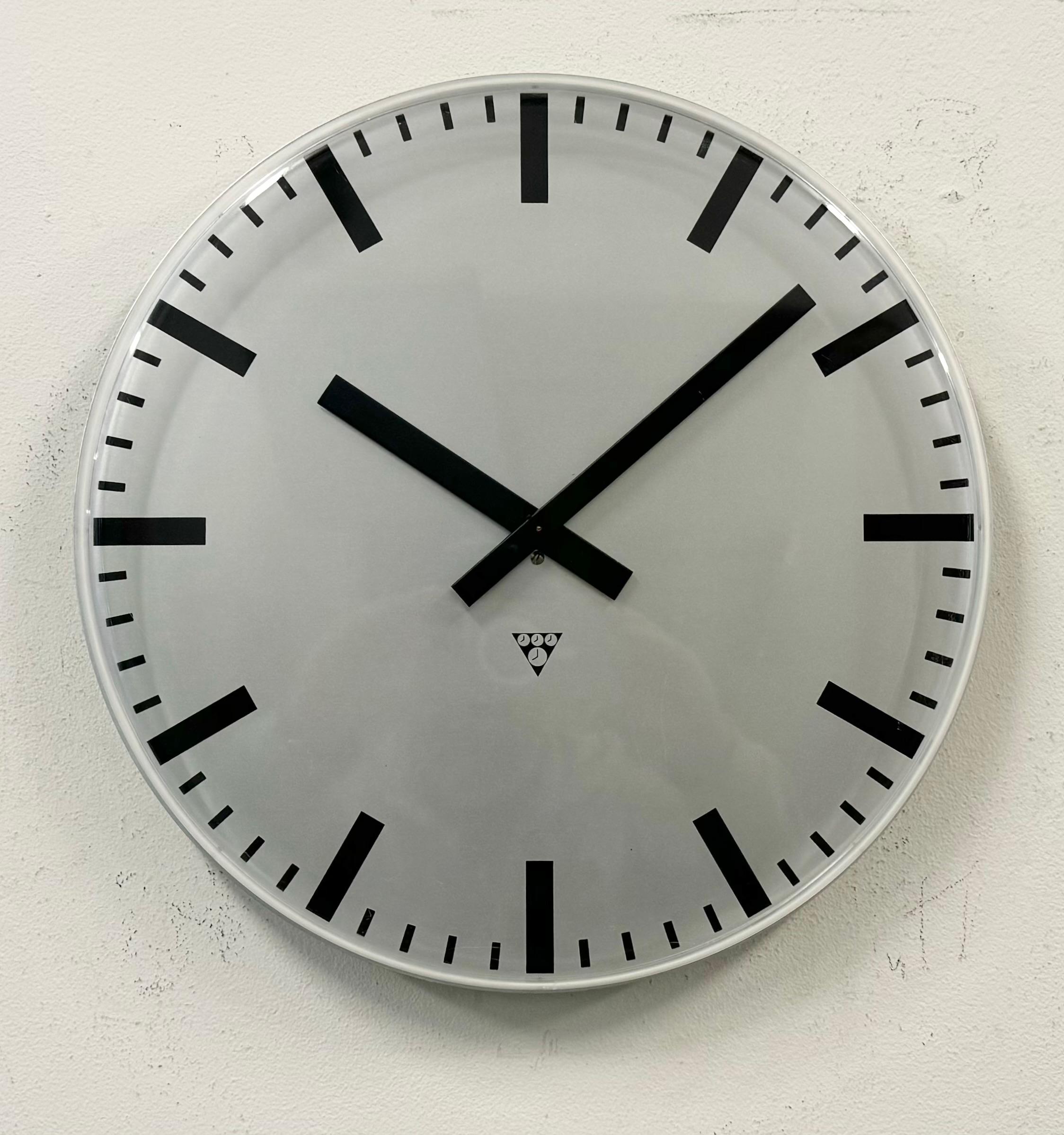 Industrial Large Vintage Office Wall Clock from Pragotron, 1980s For Sale
