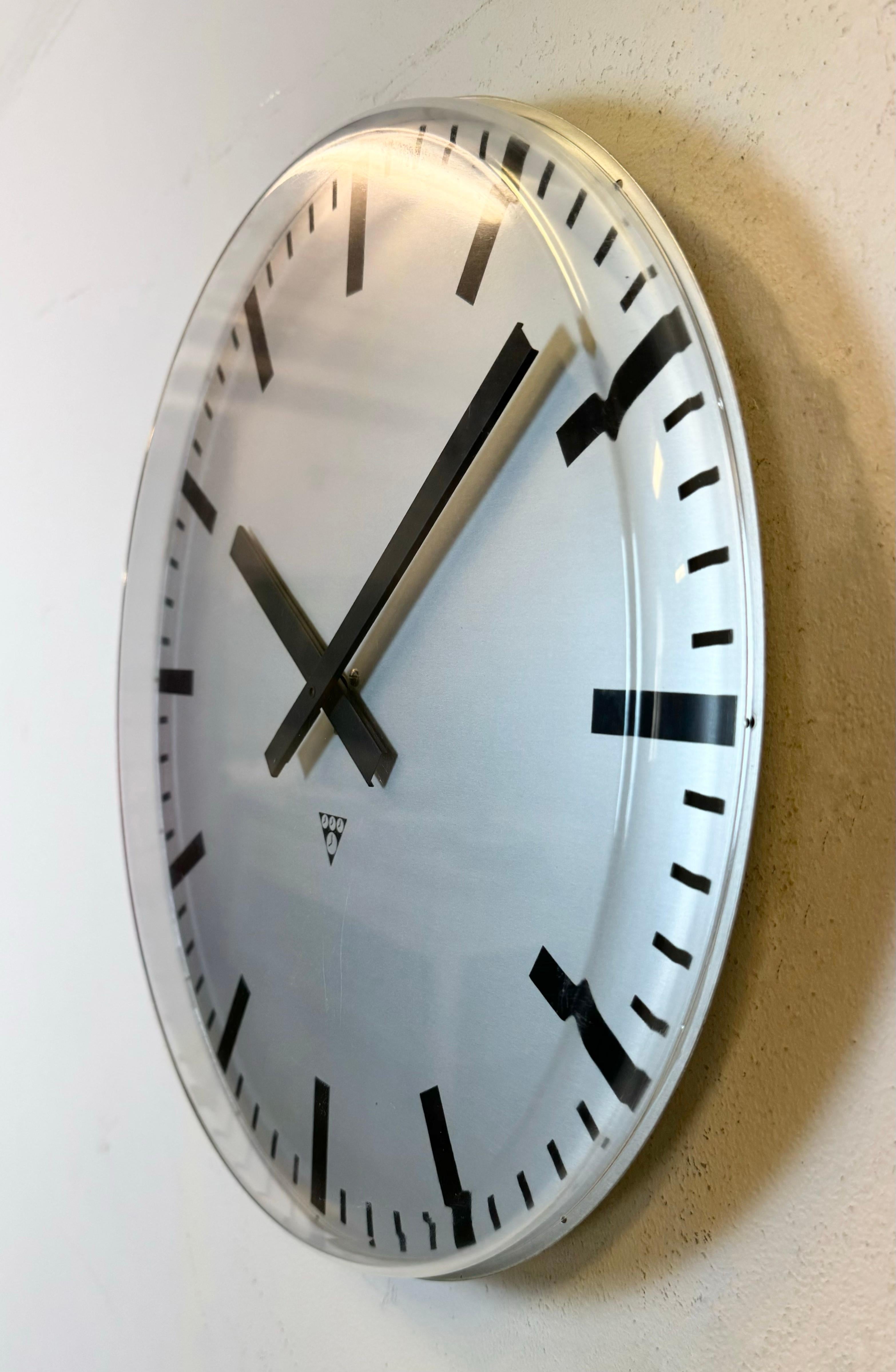 Czech Large Vintage Office Wall Clock from Pragotron, 1980s For Sale