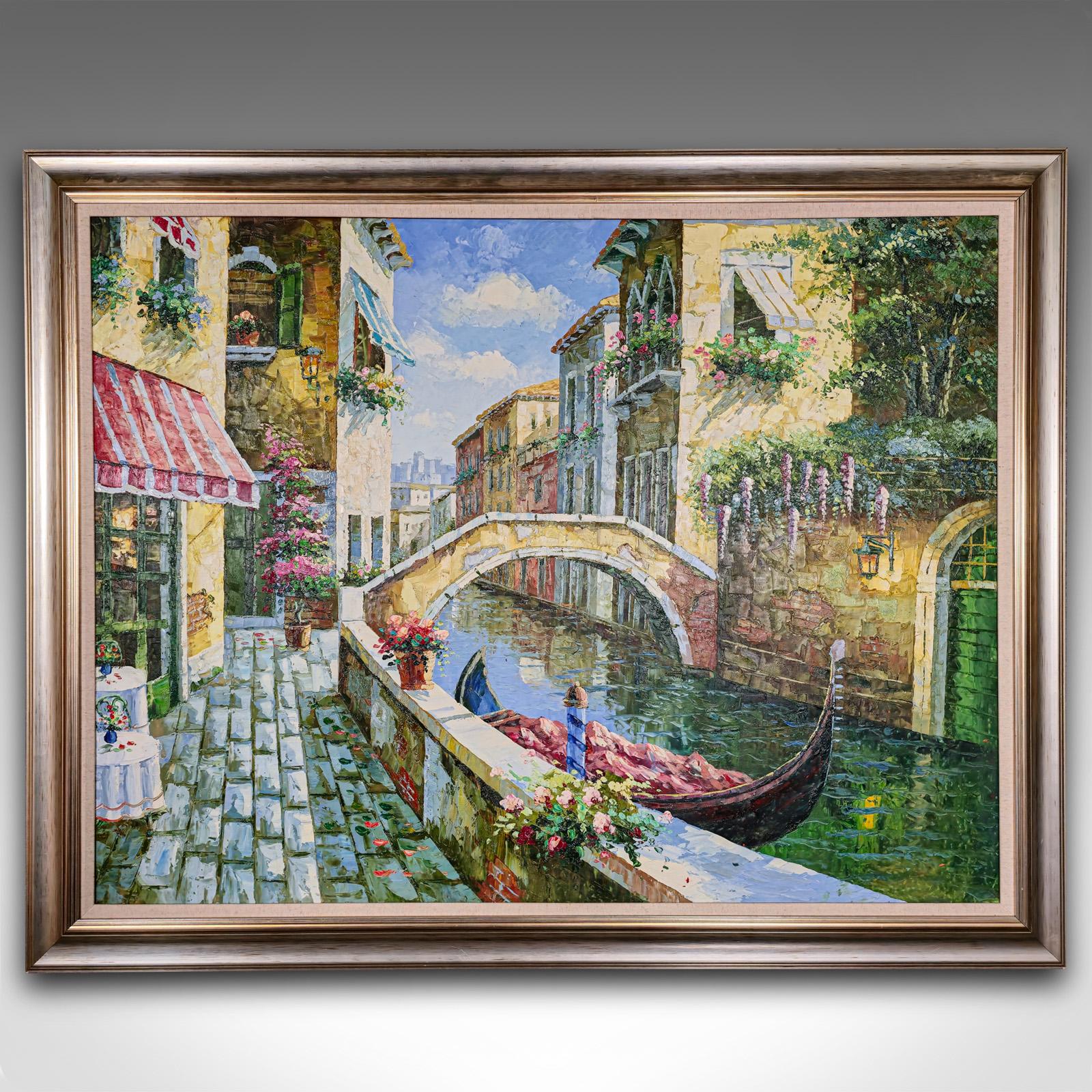 Dies ist eine große Vintage Öl auf Leinwand von Venedig 