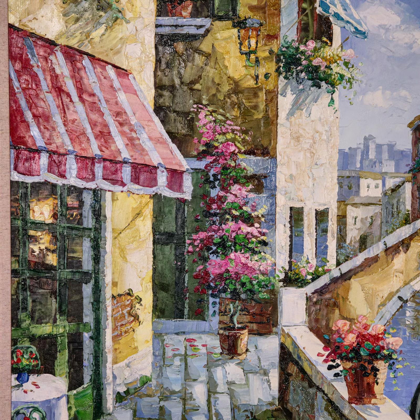 Großes Vintage-Gemälde, Öl auf Leinwand, Venedig, Passage to San Marco, Gemälde, gerahmte Kunst (20. Jahrhundert) im Angebot