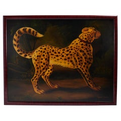 Large Vintage Oil Painting on Canvas of a Cheetah By Reginald Baxter