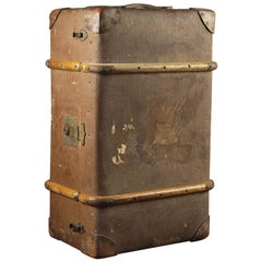 Large Vintage Old Brown Luggage Suitcase, 20th Century