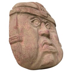 Large Vintage Olmec Terracotta Wall Head, Mexico 1970s