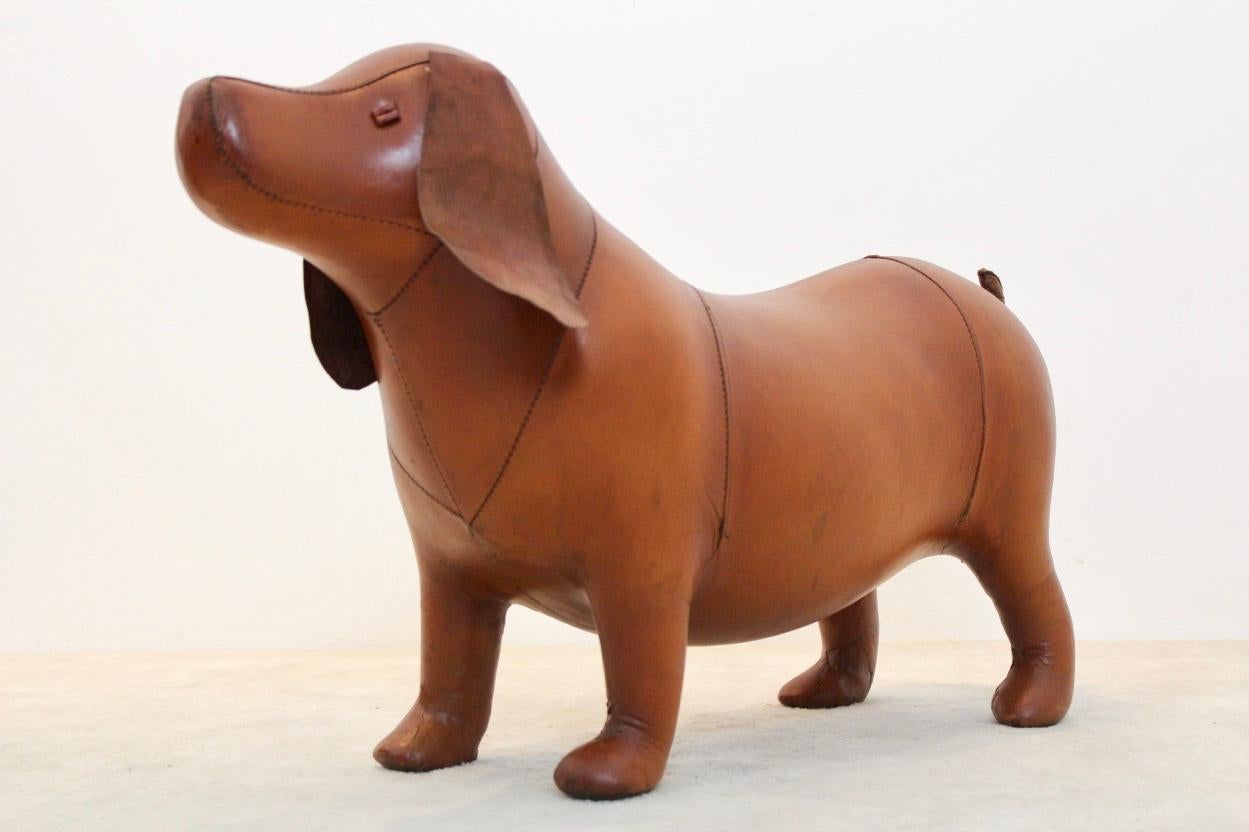 Large Vintage Omersa Brown Leather Doggy In Good Condition In Voorburg, NL