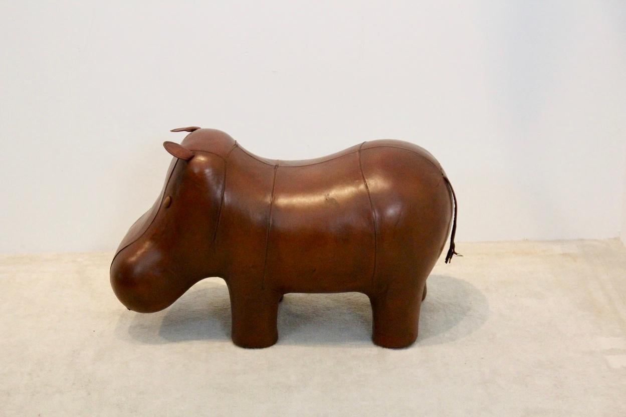 British Large Vintage Omersa Brown Leather Hippo