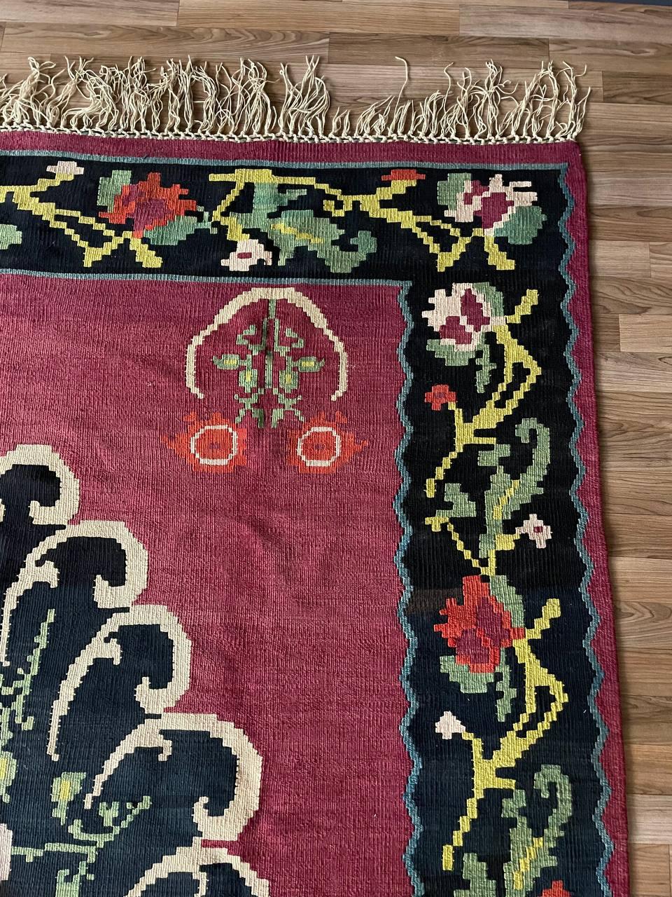 Großer orientalischer handgewebter Vintage-Kelim-Teppich aus Wolle im Angebot 2